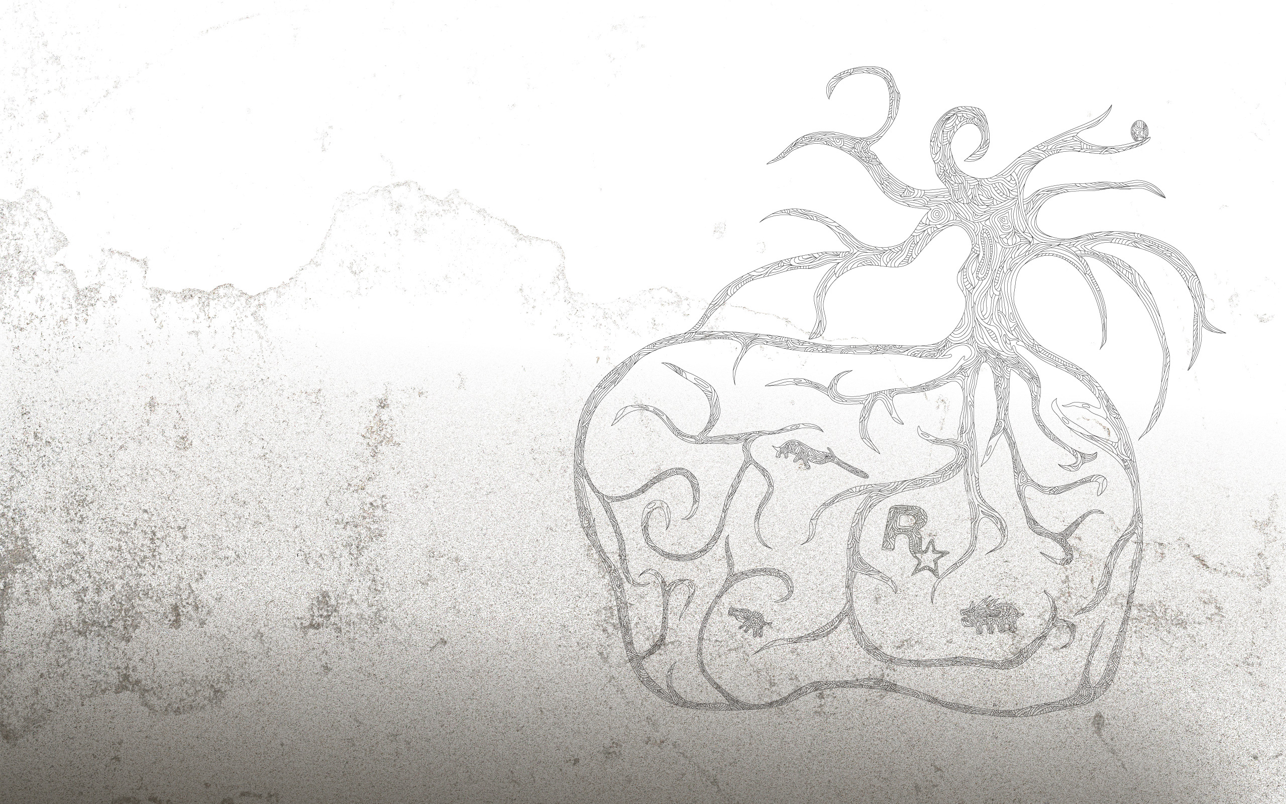 Rockstar Games Logo Sketch in Red Dead Redemption Style HD Wallpaper