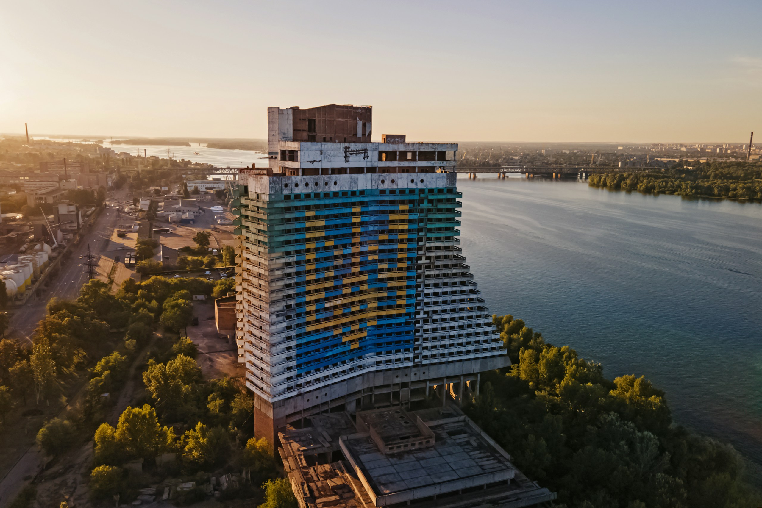 Abandoned Hotel Parus in Dnipro Ukraine HD Wallpaper