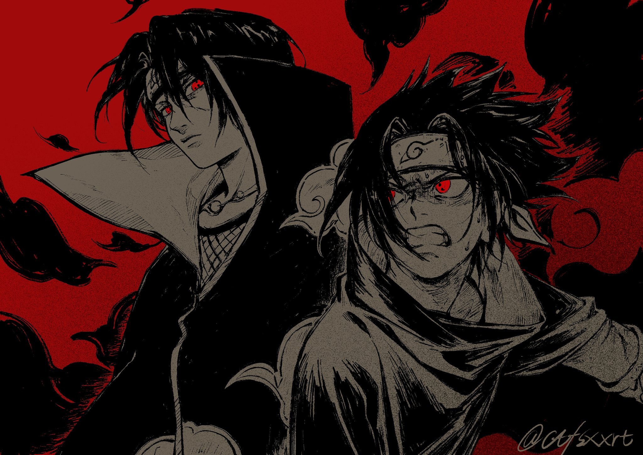 Itachi and Sasuke Uchiha illustration from Naruto HD Wallpaper