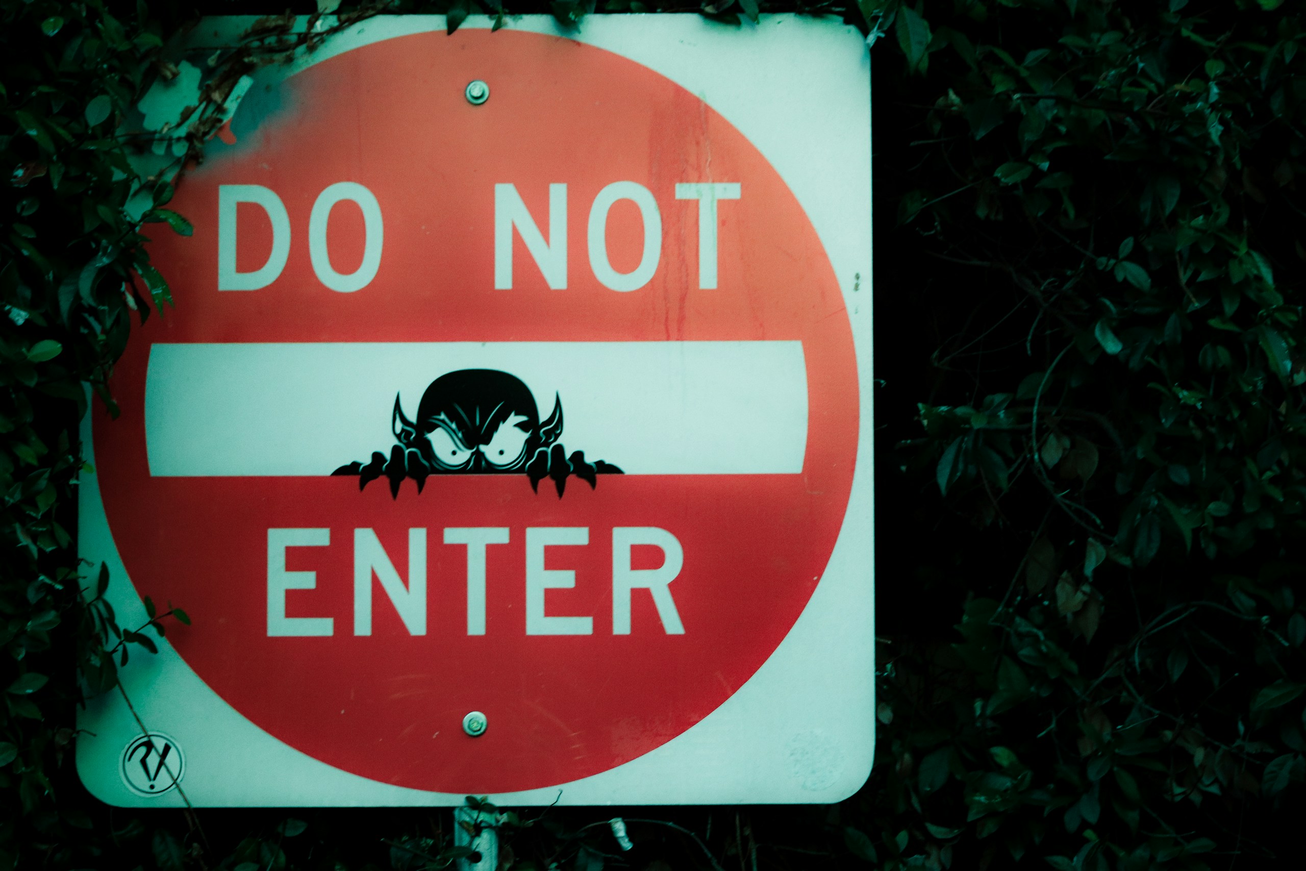 Do Not Enter Sign with Peeking Monster Sticker HD Wallpaper