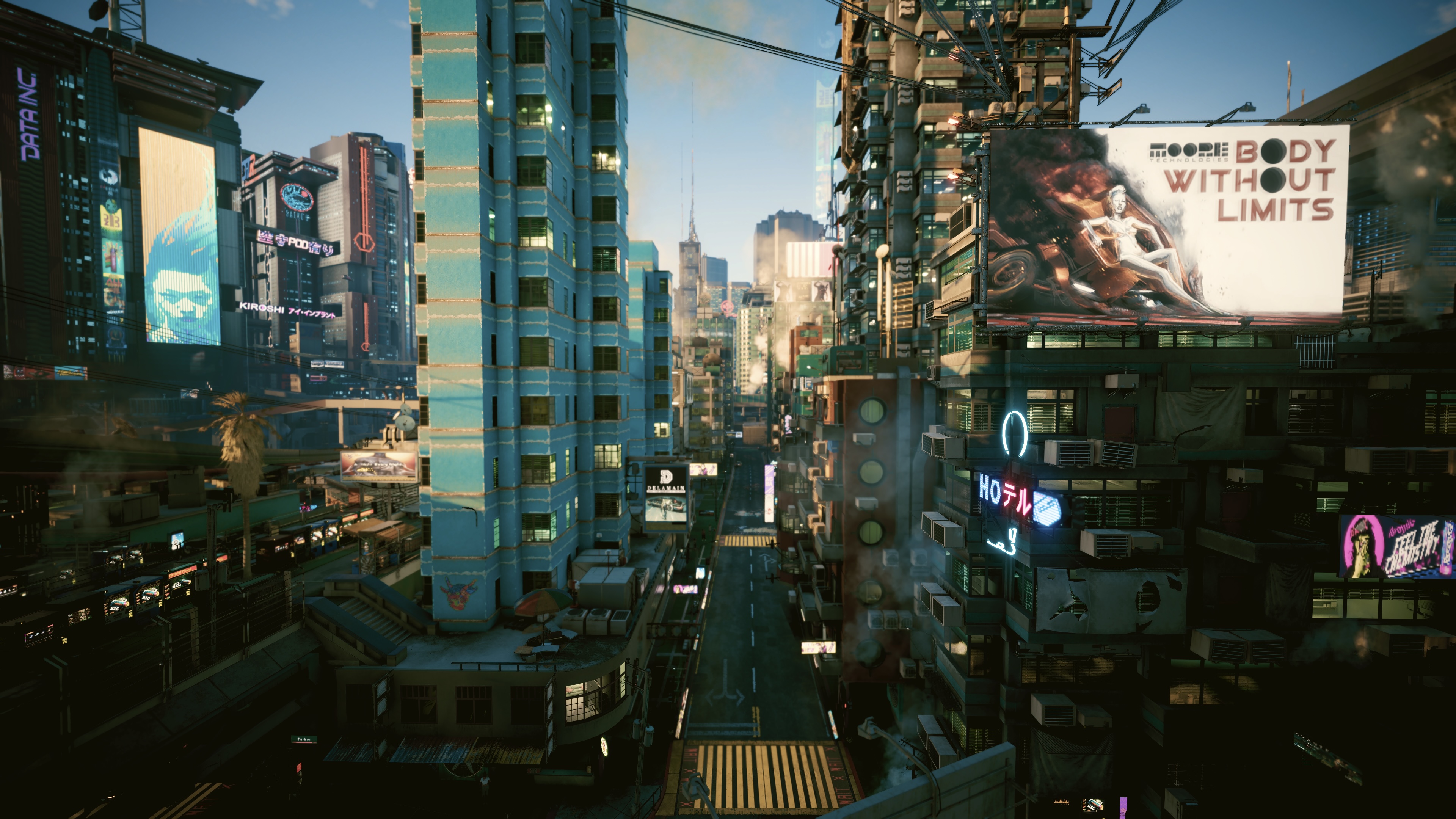 Futuristic Night City Street in Cyberpunk 2077 HD Wallpaper