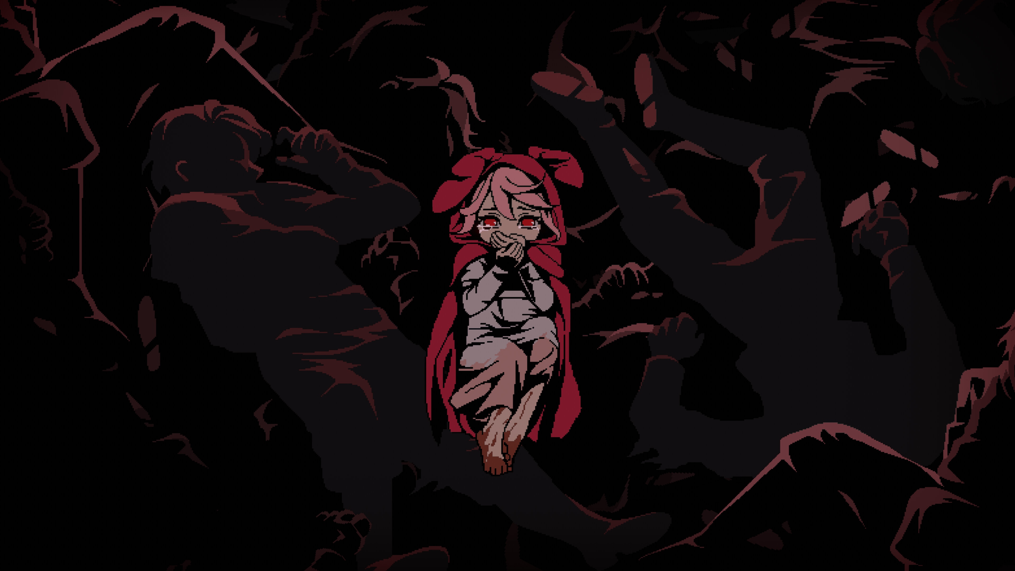 Ruby crying among fallen bodies in Rubinite HD Wallpaper