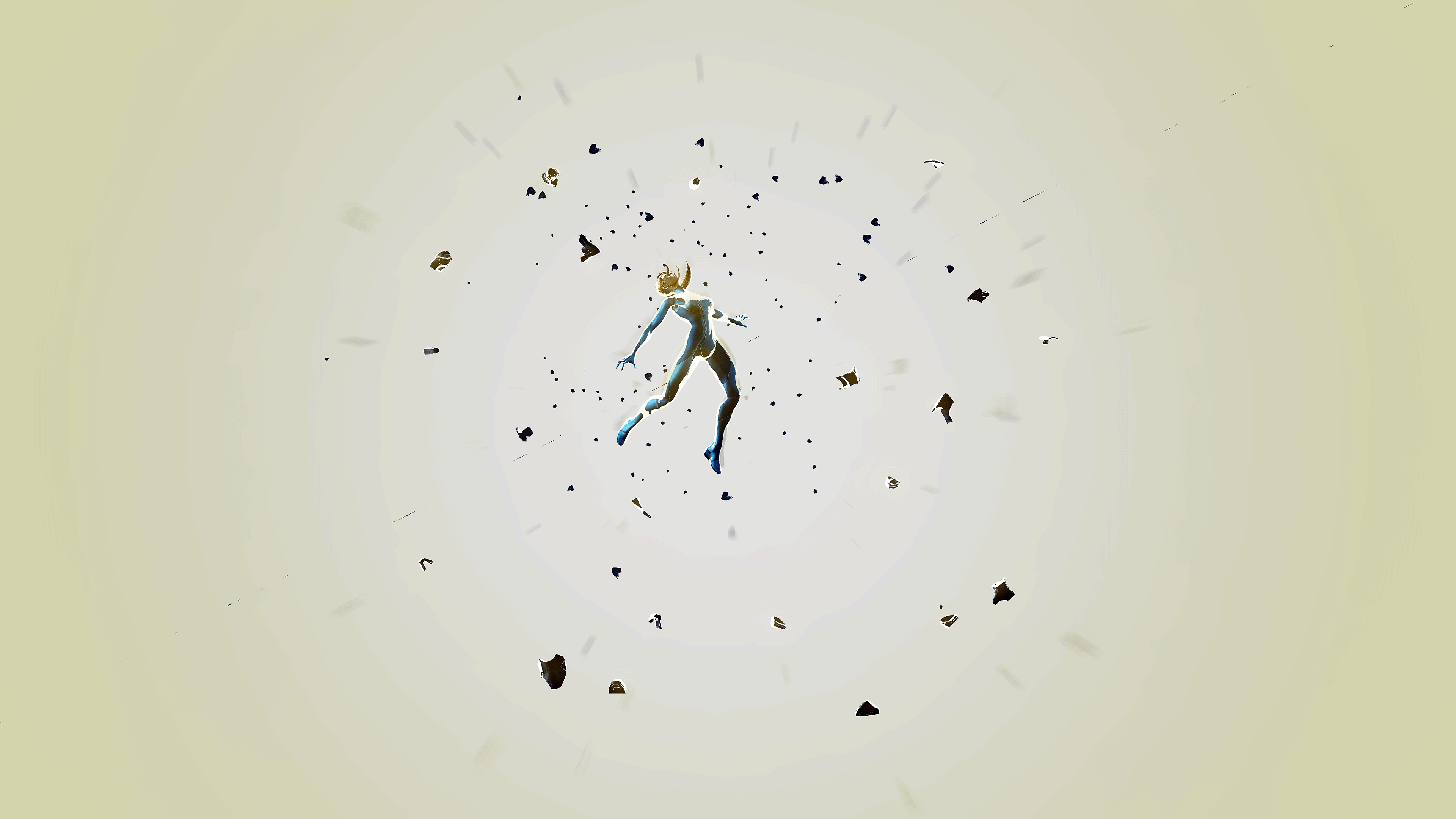 Zero Suit Samus from Metroid floating amidst debris HD Wallpaper