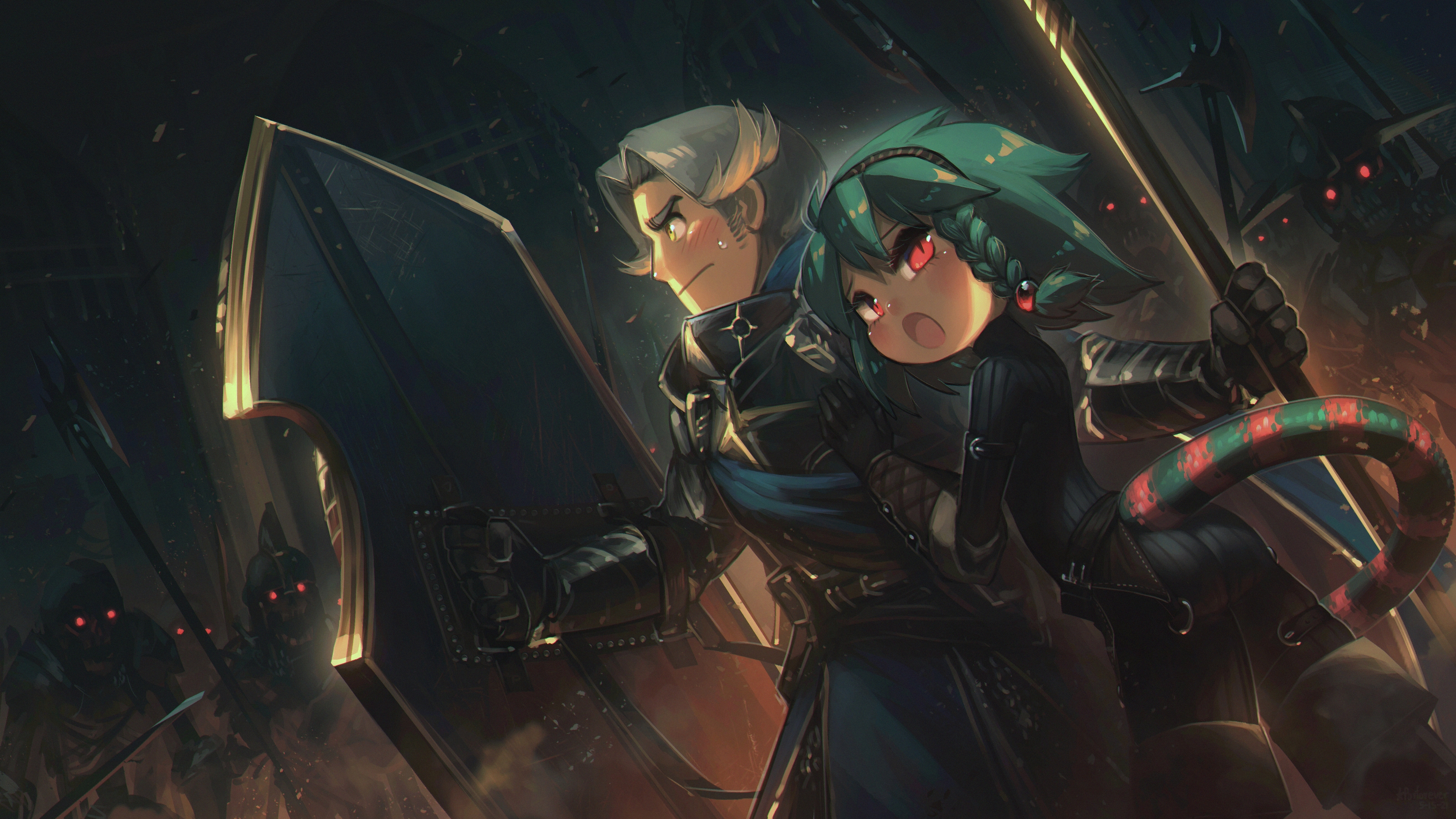 Knight and Snake Girl by Porforever HD Wallpaper