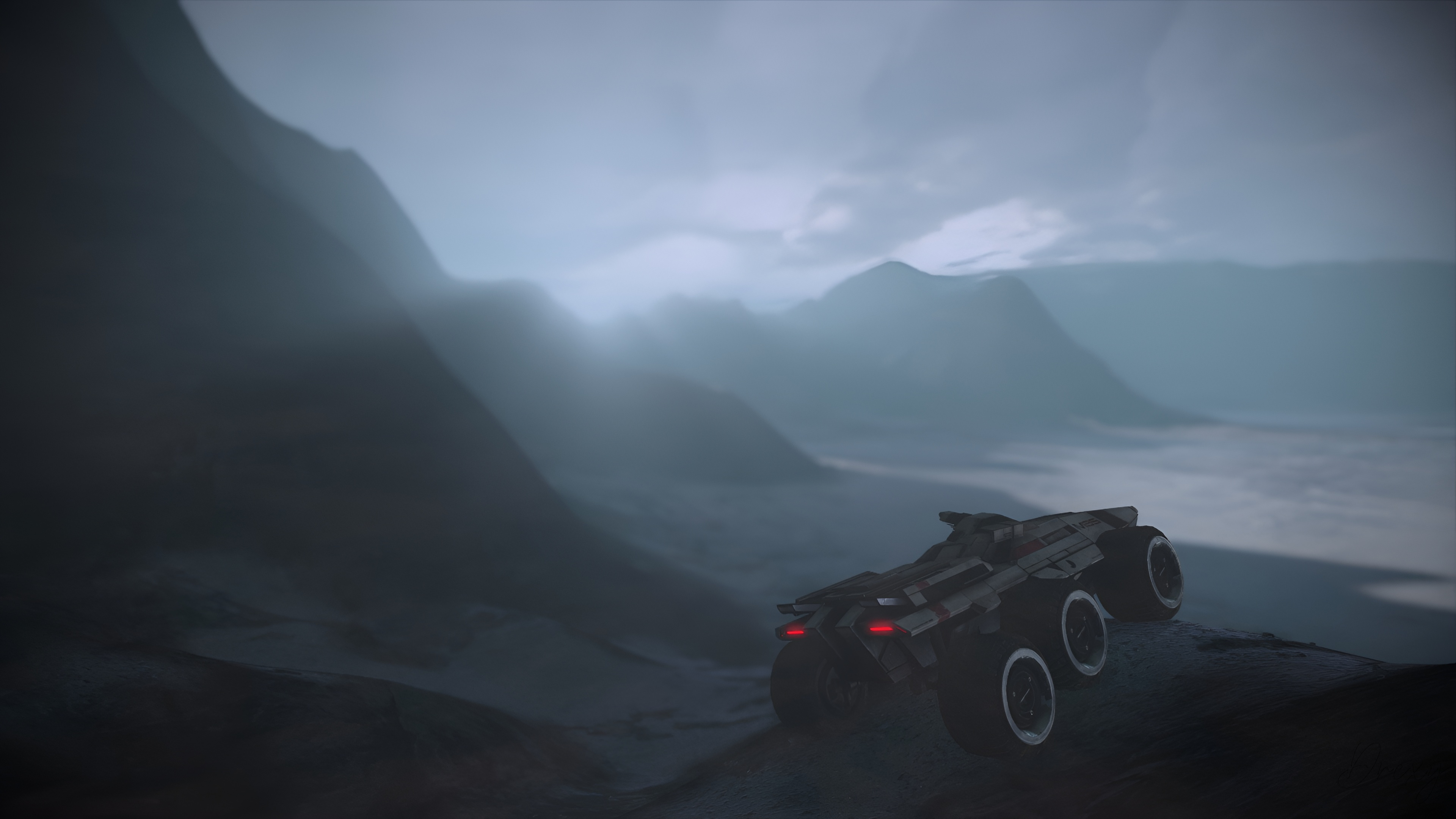 M35 Mako Rover from Mass Effect on Alien Planet HD Wallpaper