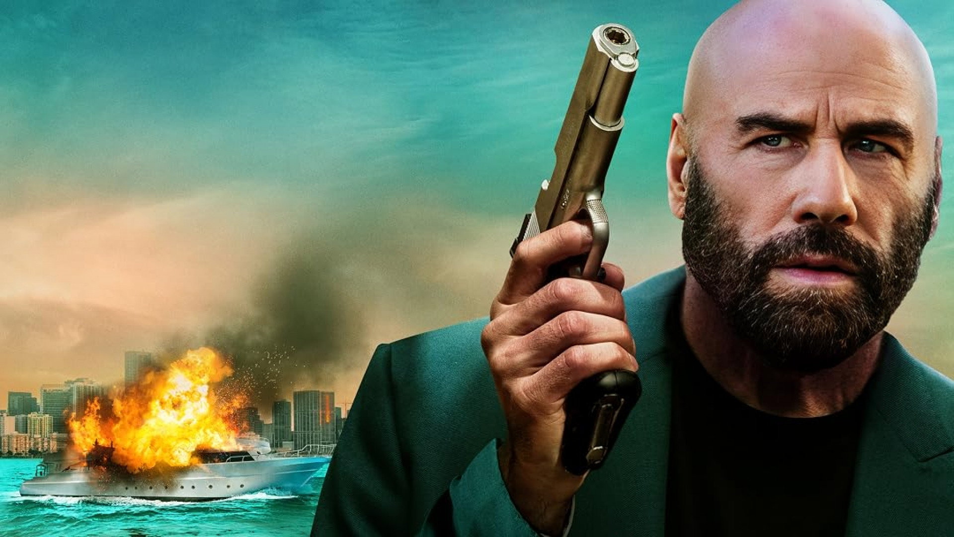 John Travolta holding a gun in The Gentleman Thief HD Wallpaper