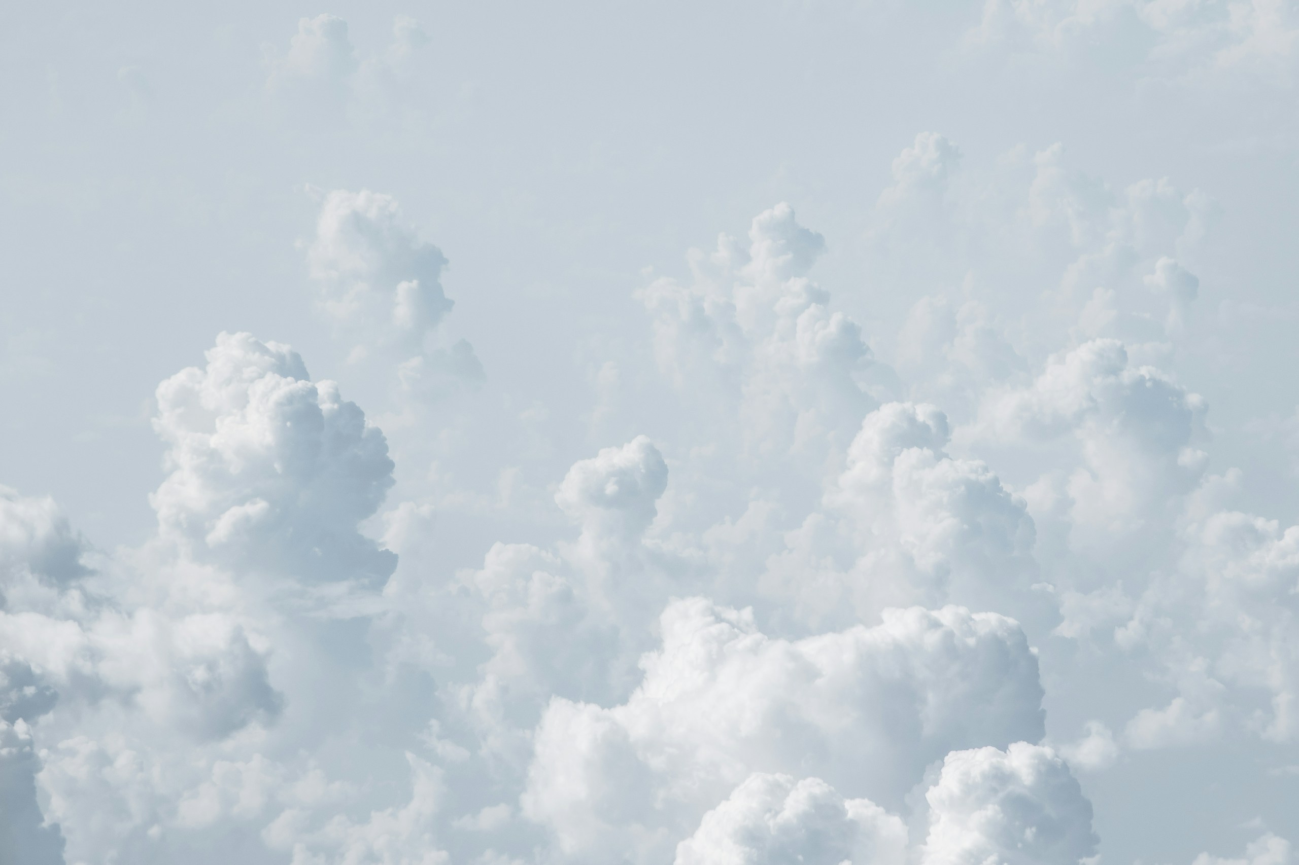 Aerial view of fluffy white cumulus clouds HD Wallpaper