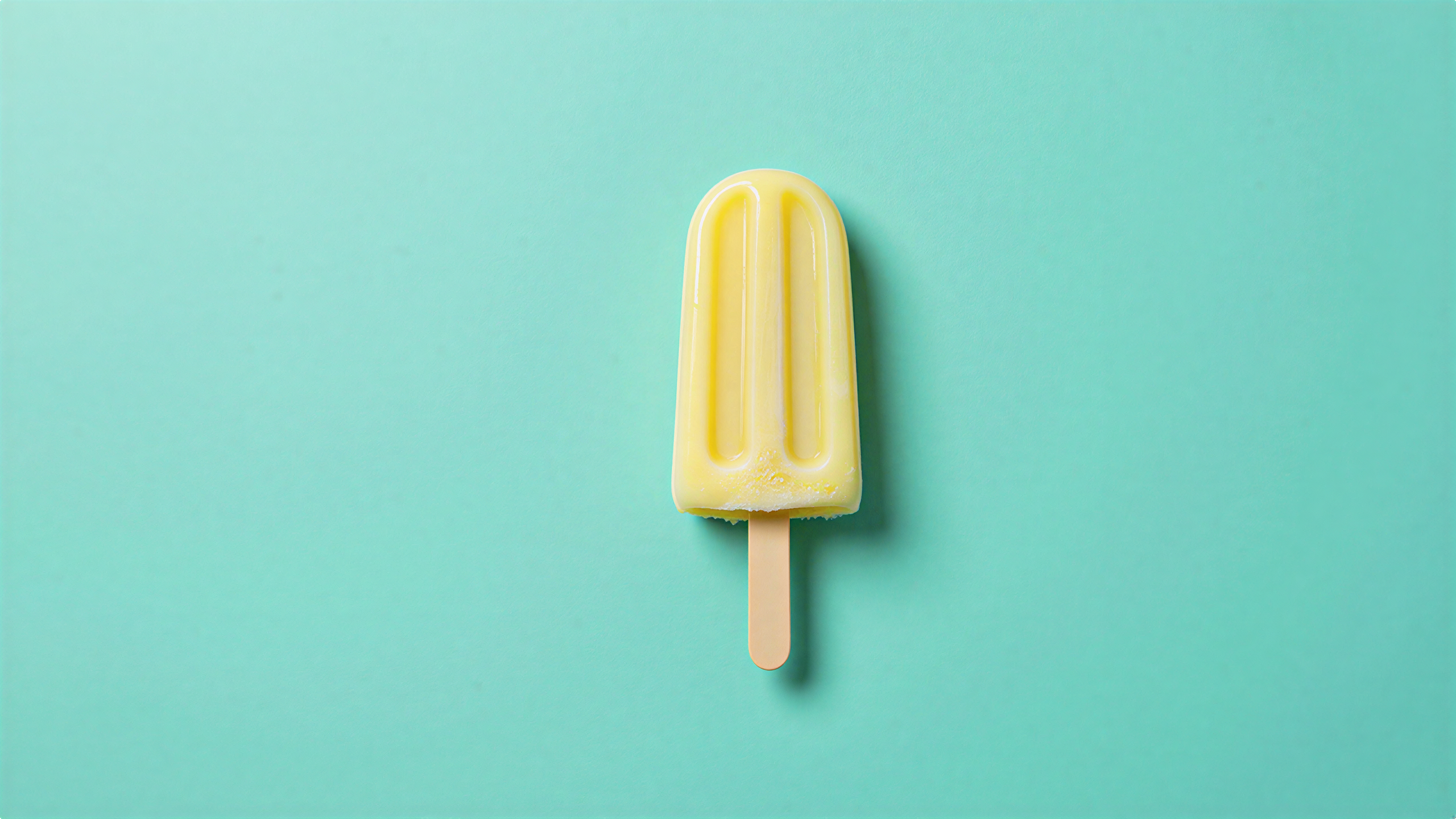 Yellow Ice Popsicle on Teal Surface HD Wallpaper