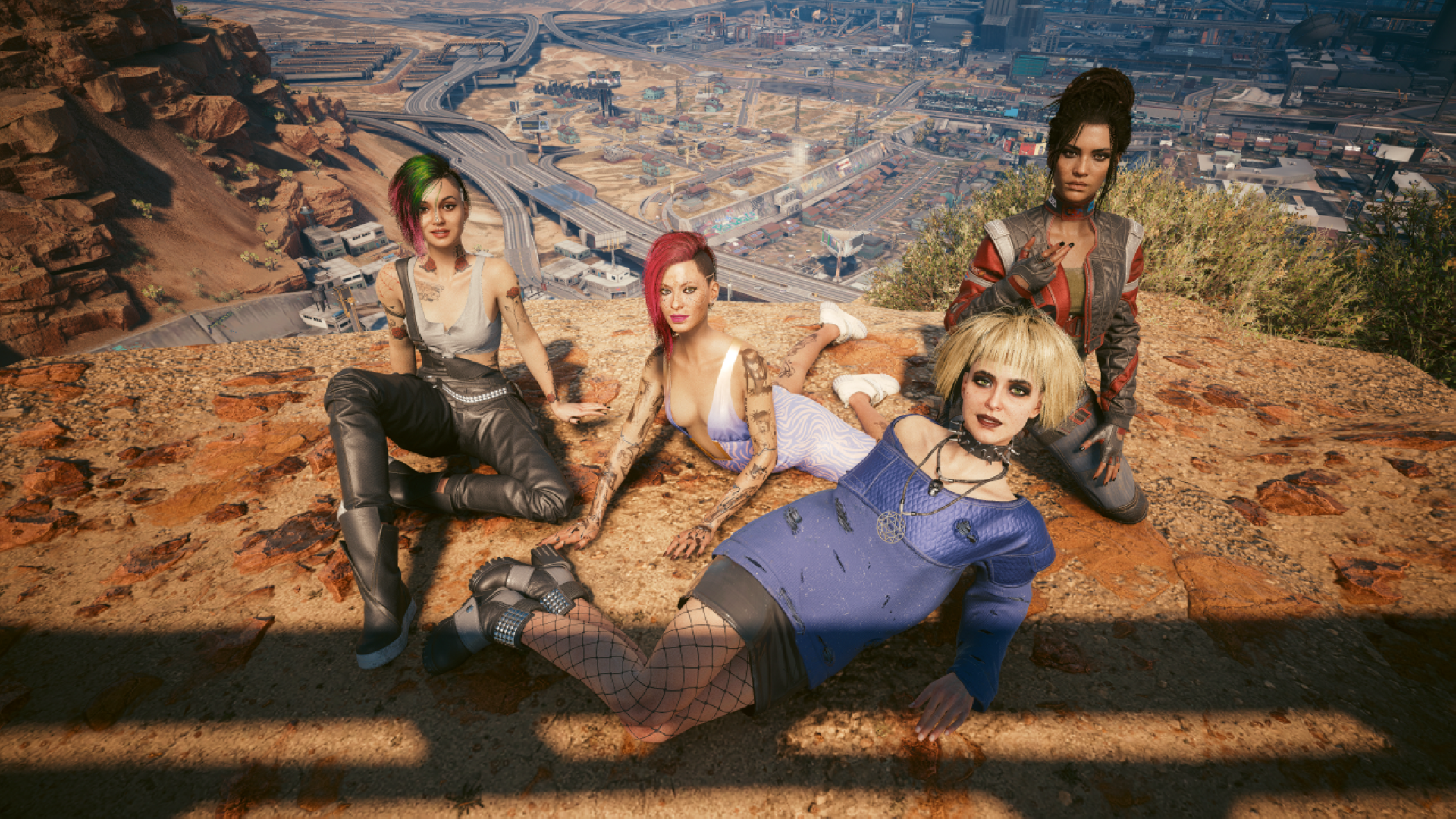 Cyberpunk 2077 Female Characters Overlooking Night City HD Wallpaper