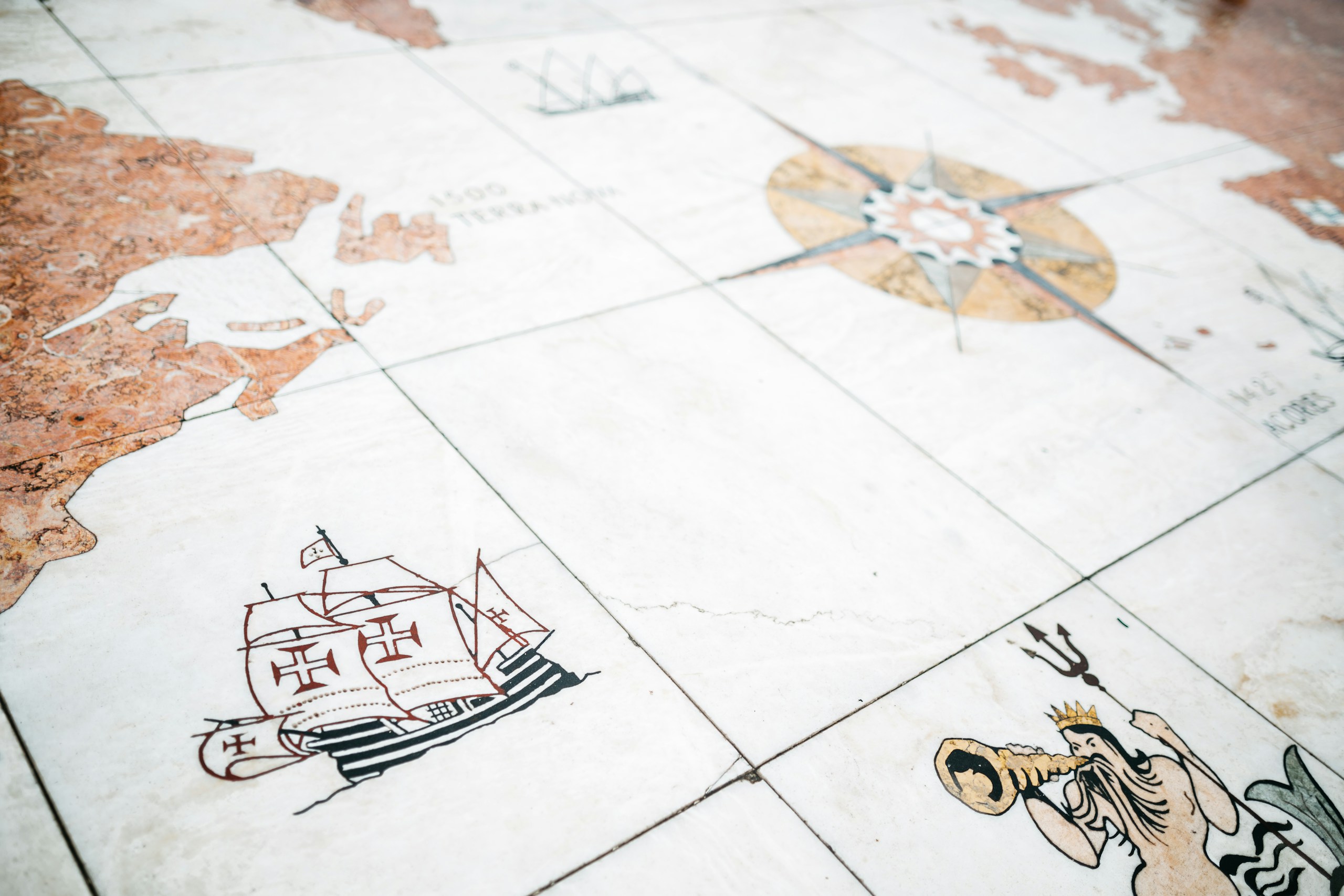 Portuguese Discoveries Map Mosaic at Padrão dos Descobrimentos HD Wallpaper
