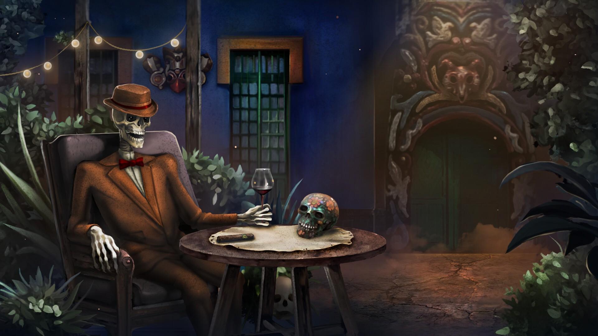 Skeleton in a suit from BONEREADER HD Wallpaper