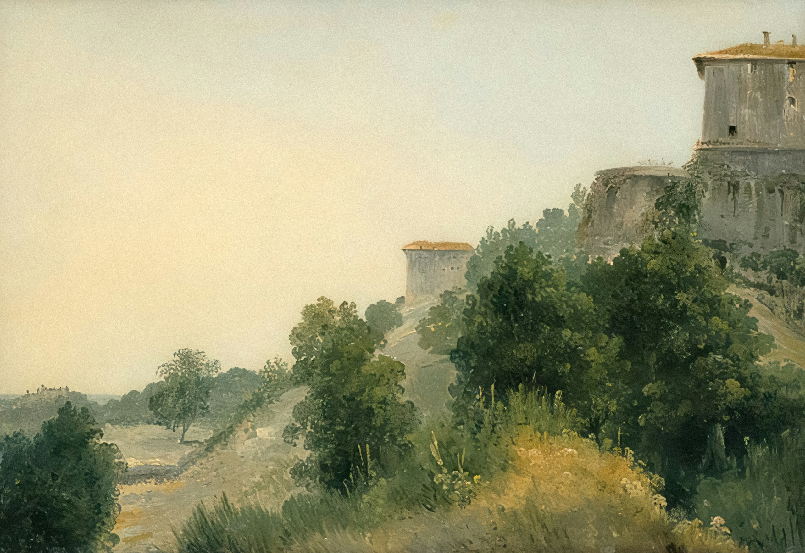 Landscape with a Castle Study by Pehr Gustaf von Heideken HD Wallpaper