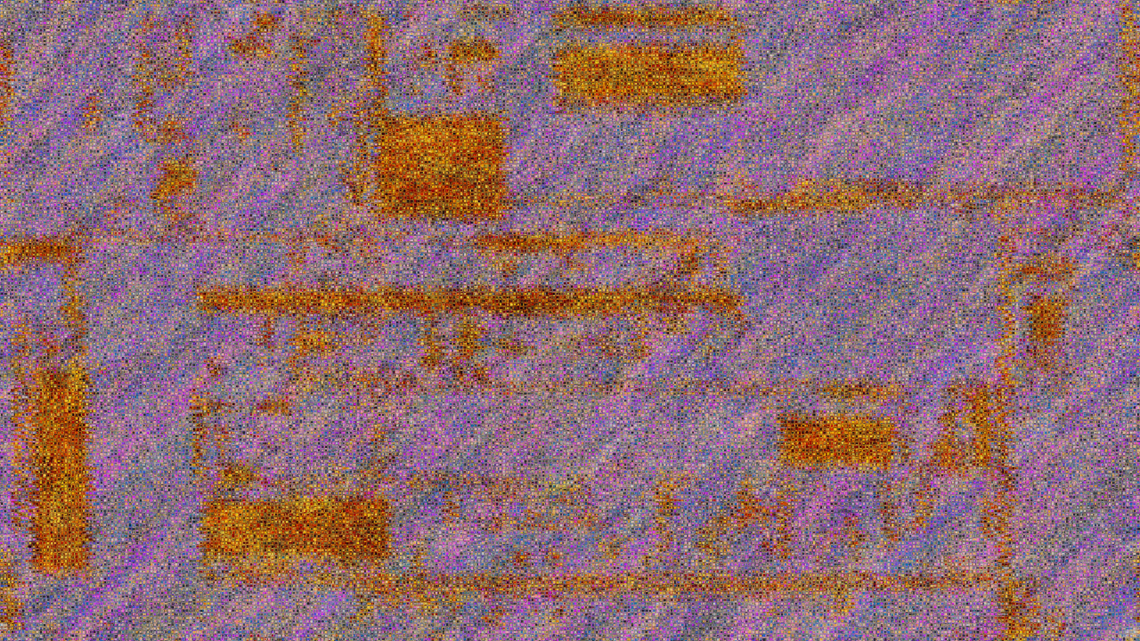 Abstract Generative Mosaic Art in Purple and Gold HD Wallpaper