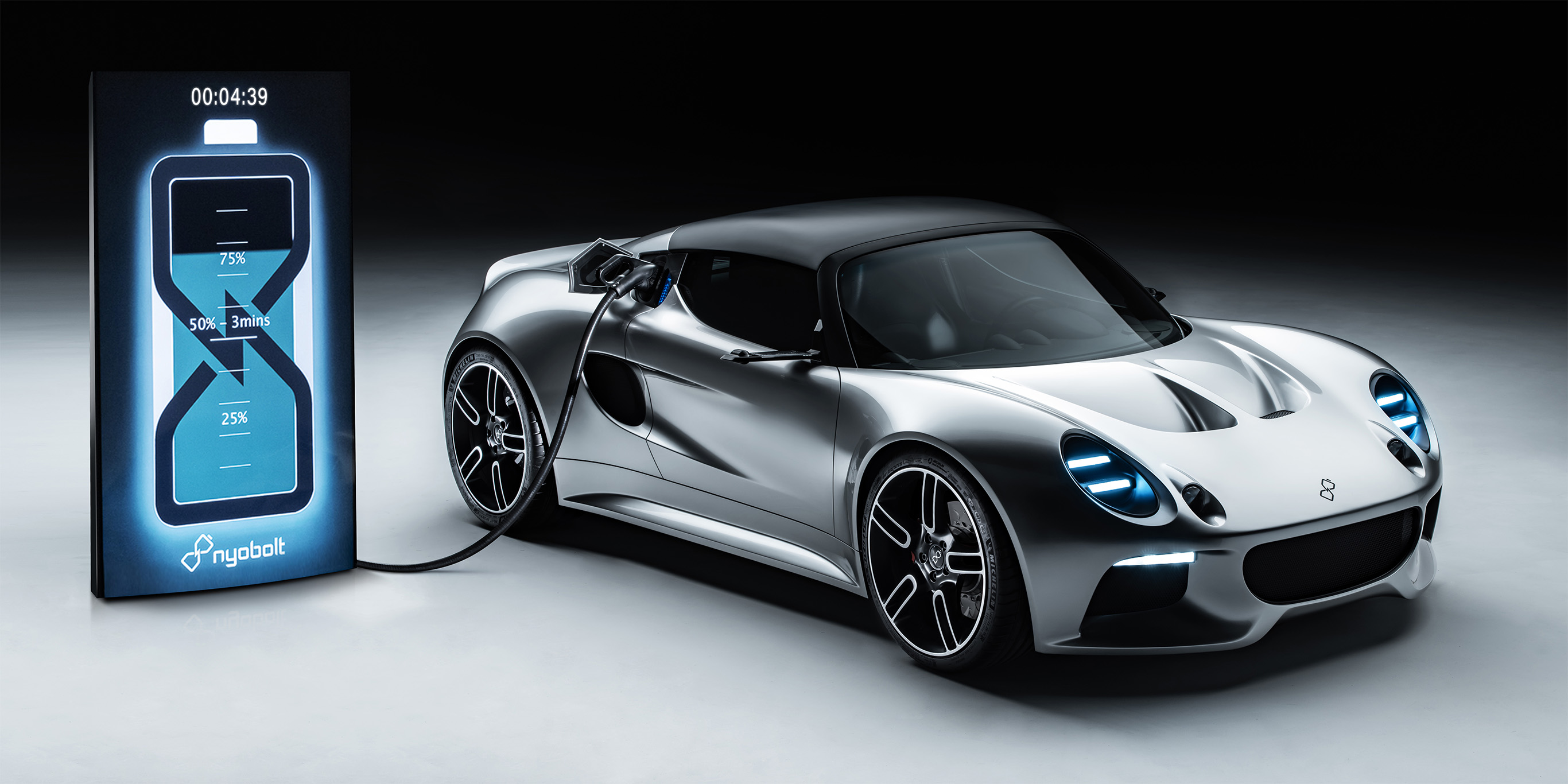 Nyobolt EV Electric Sports Car Charging HD Wallpaper