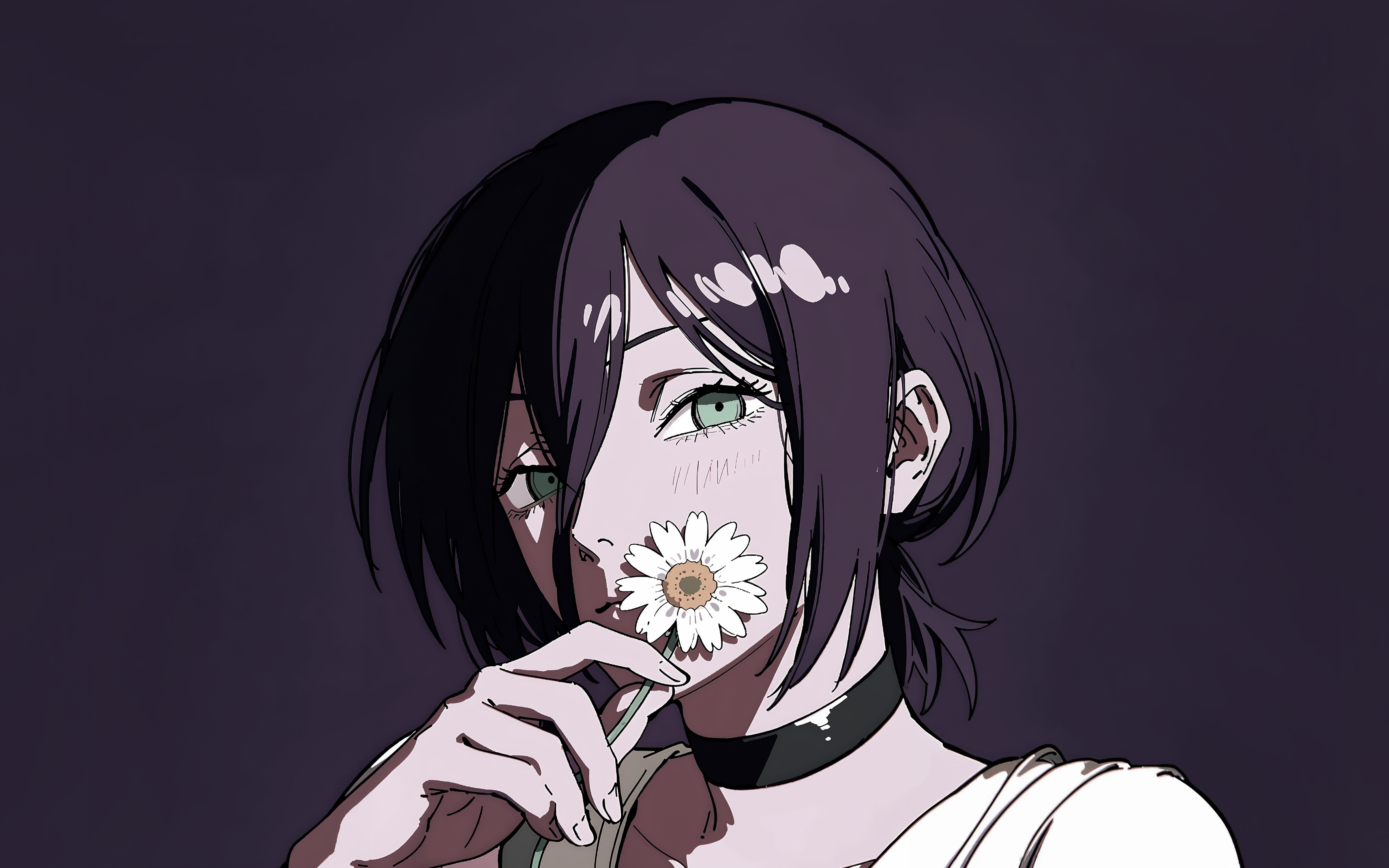 Reze from Chainsaw Man holding a daisy HD Wallpaper
