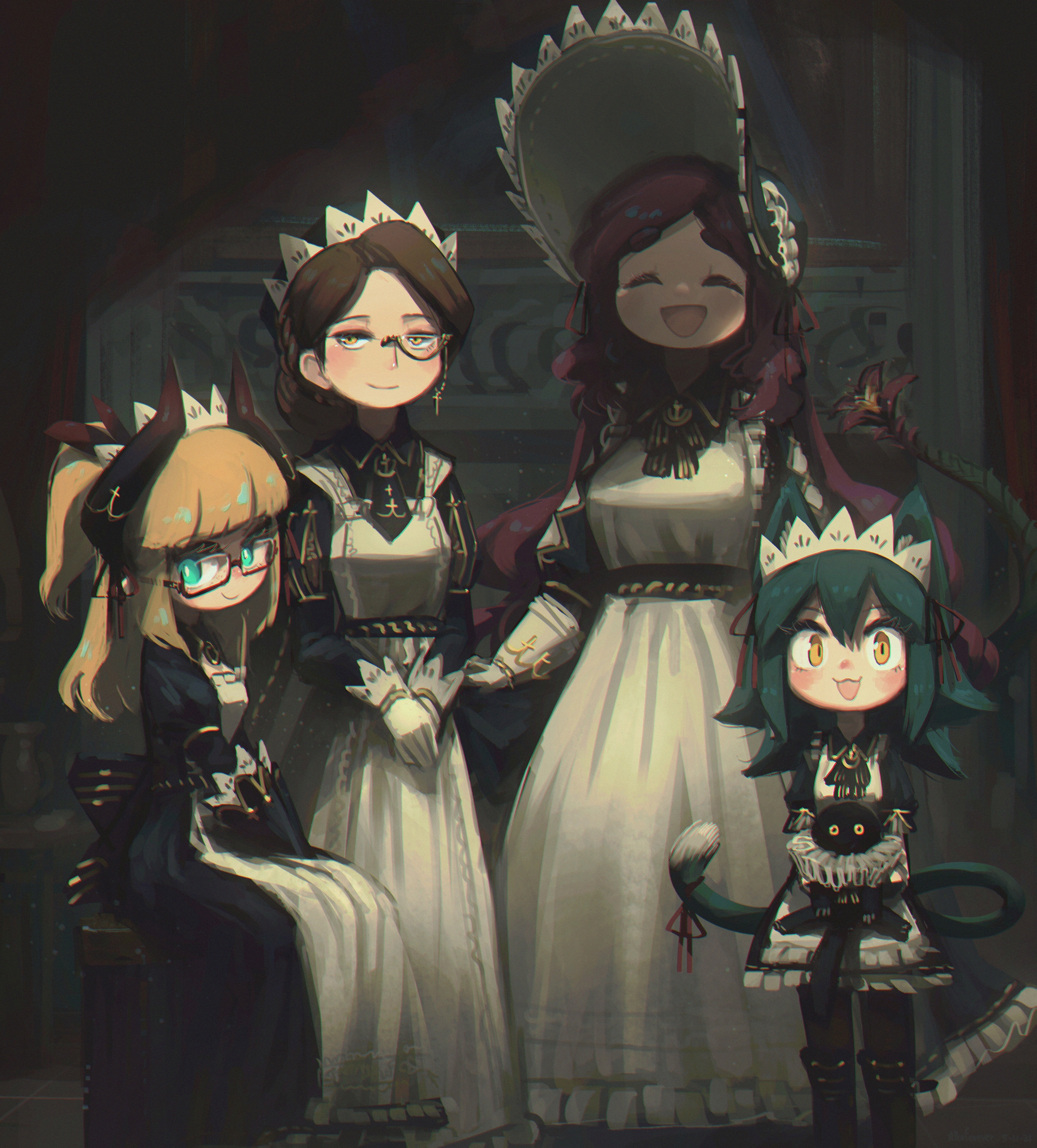 Four Gothic Maids Illustration by Porforever HD Wallpaper