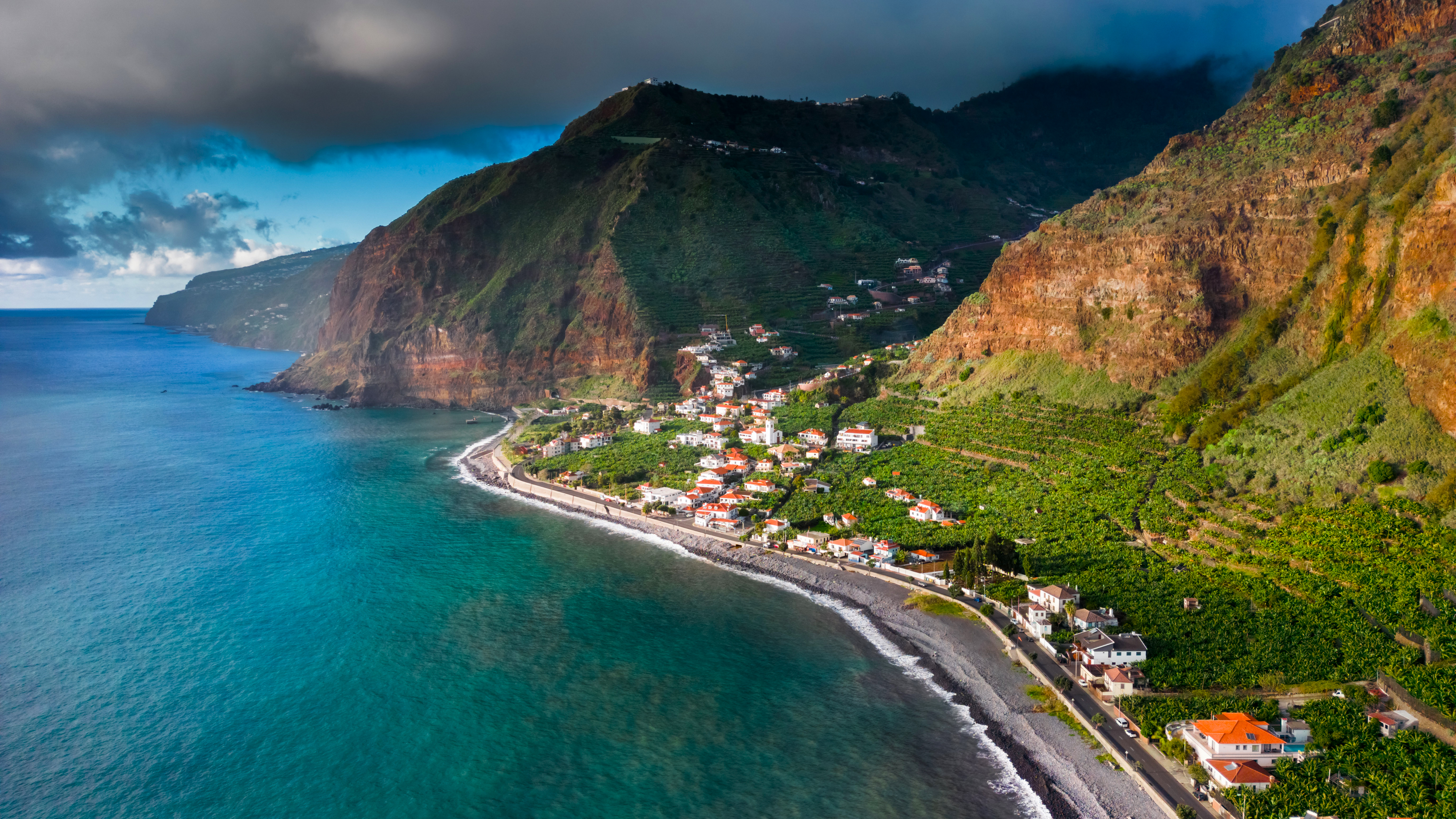 Aerial View of Madalena do Mar in Madeira HD Wallpaper