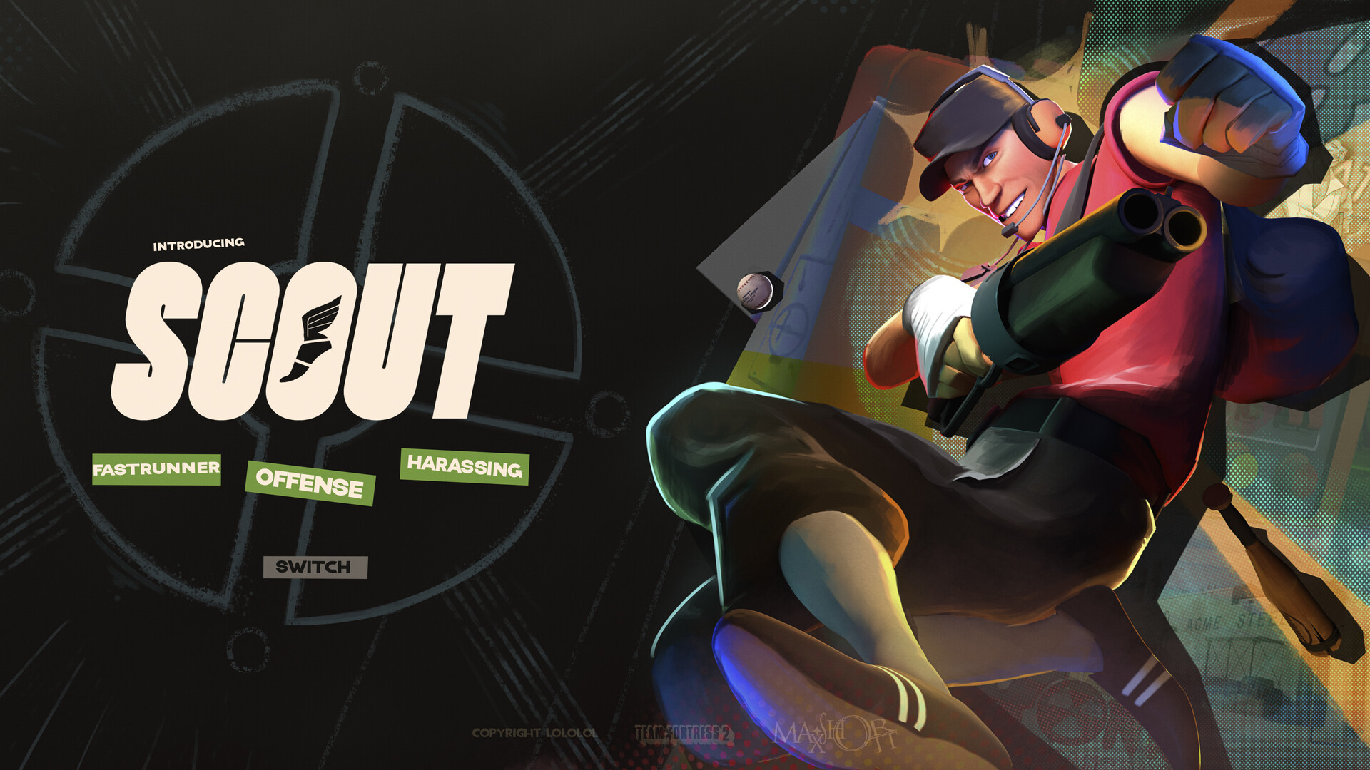 Scout Character Art from Team Fortress 2 HD Wallpaper