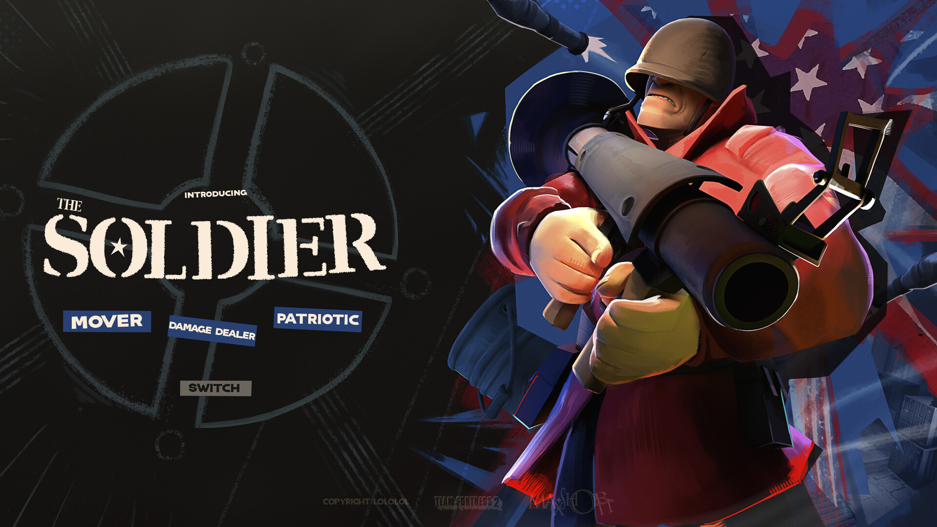 The Soldier from Team Fortress 2 Character Art HD Wallpaper