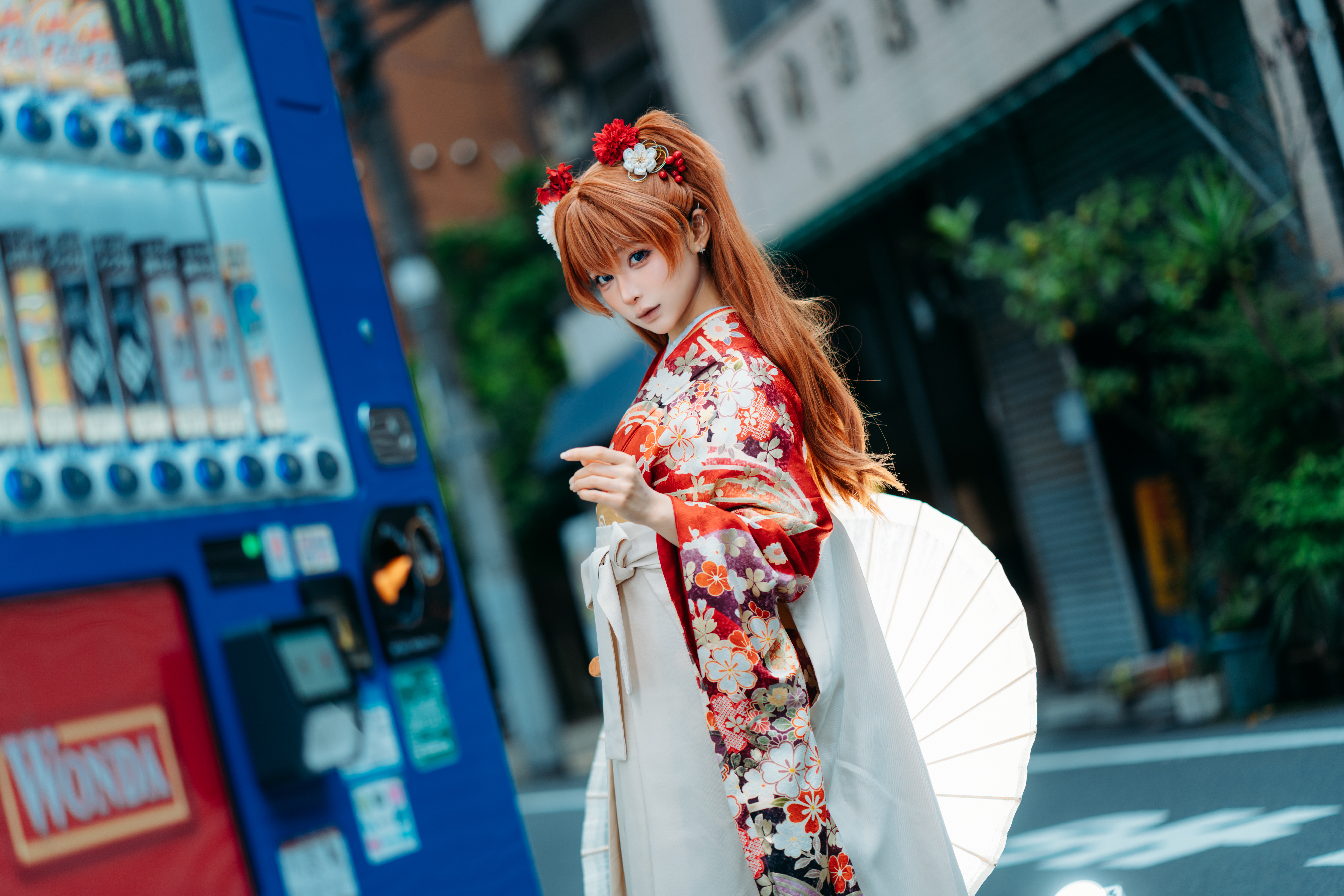Asuka Langley Soryu Kimono Cosplay from Neon Genesis Evangelion HD Wallpaper