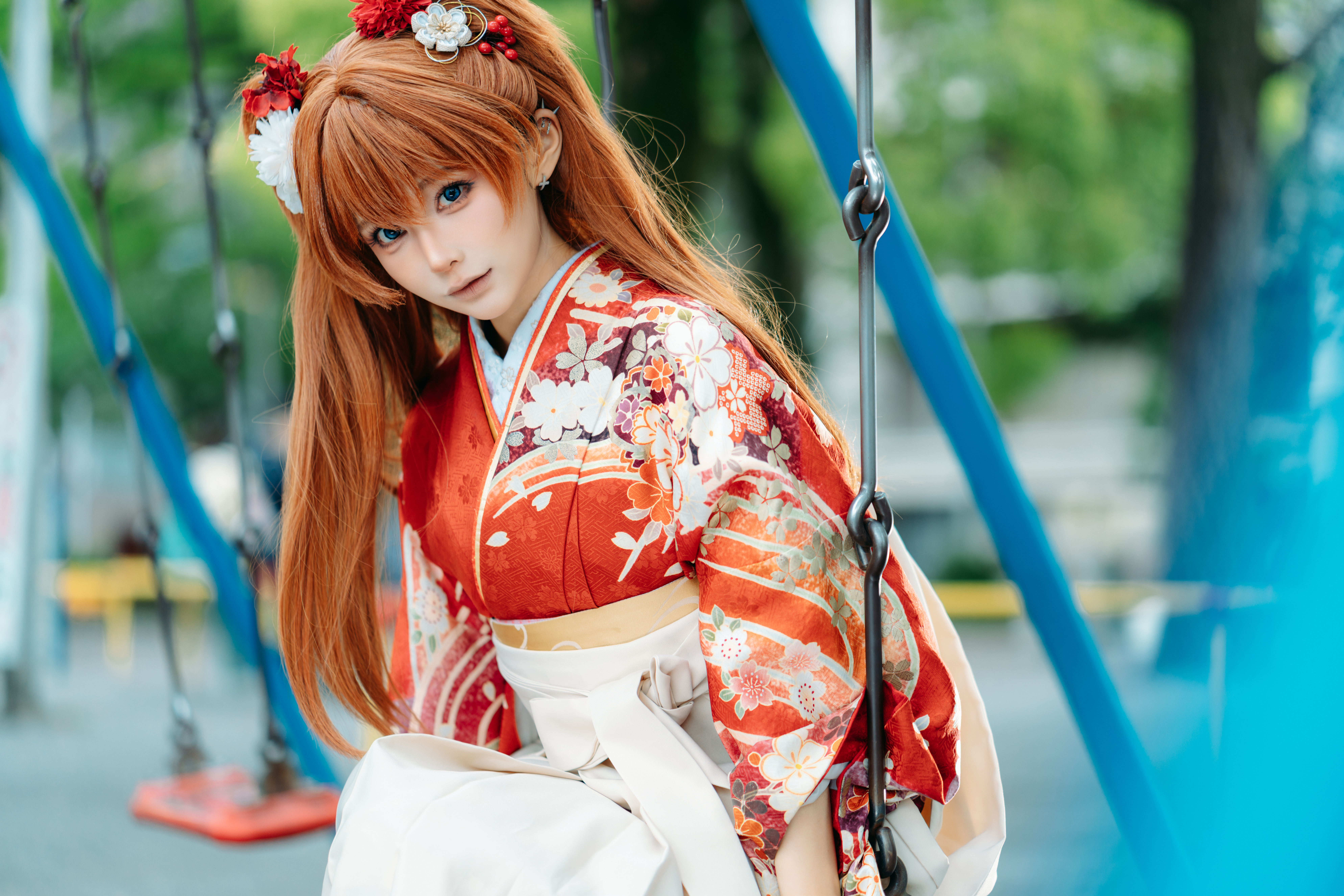 Asuka Langley Soryu Cosplay from Neon Genesis Evangelion HD Wallpaper