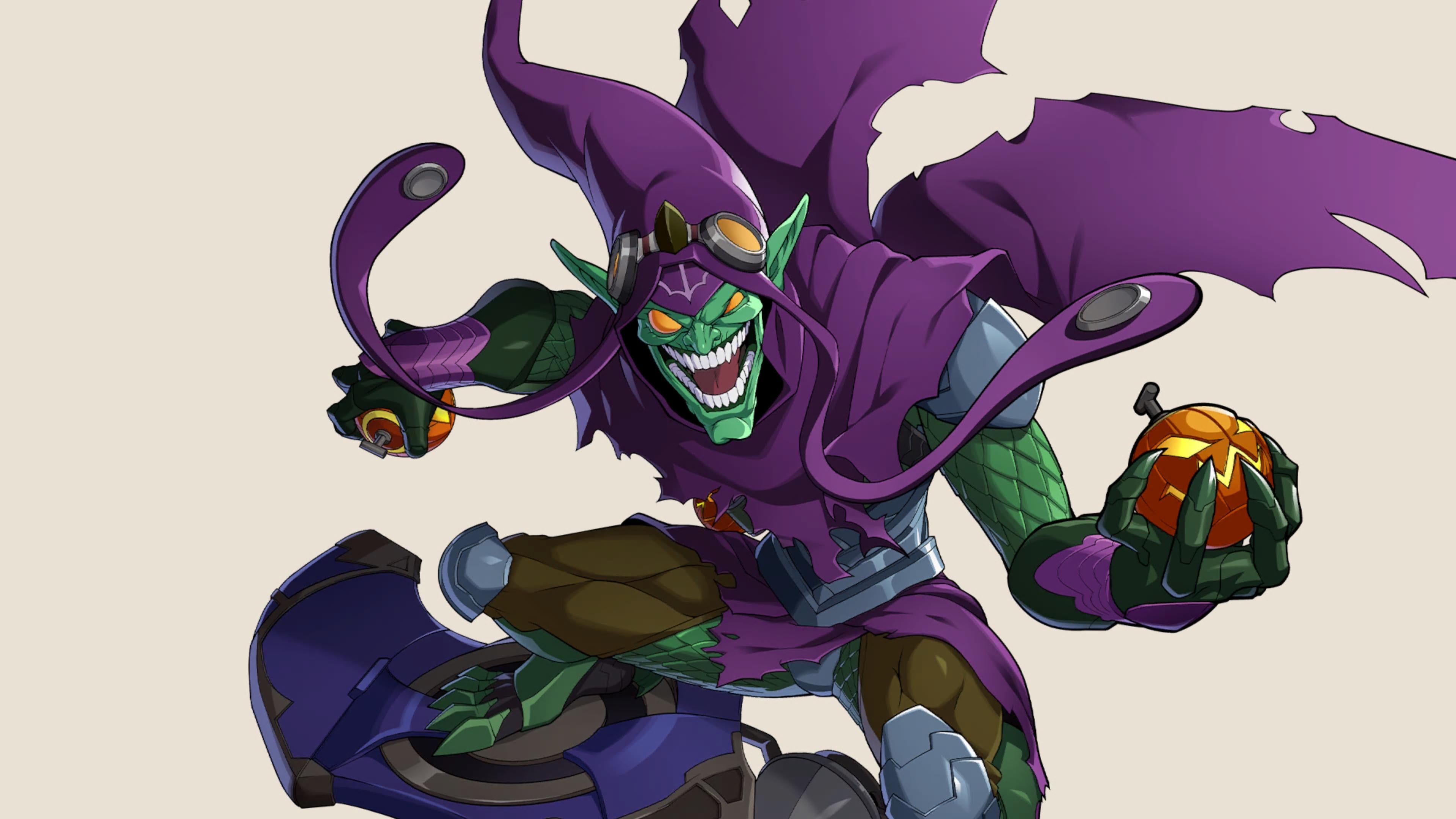Green Goblin from Marvel Comics holding pumpkin bombs HD Wallpaper