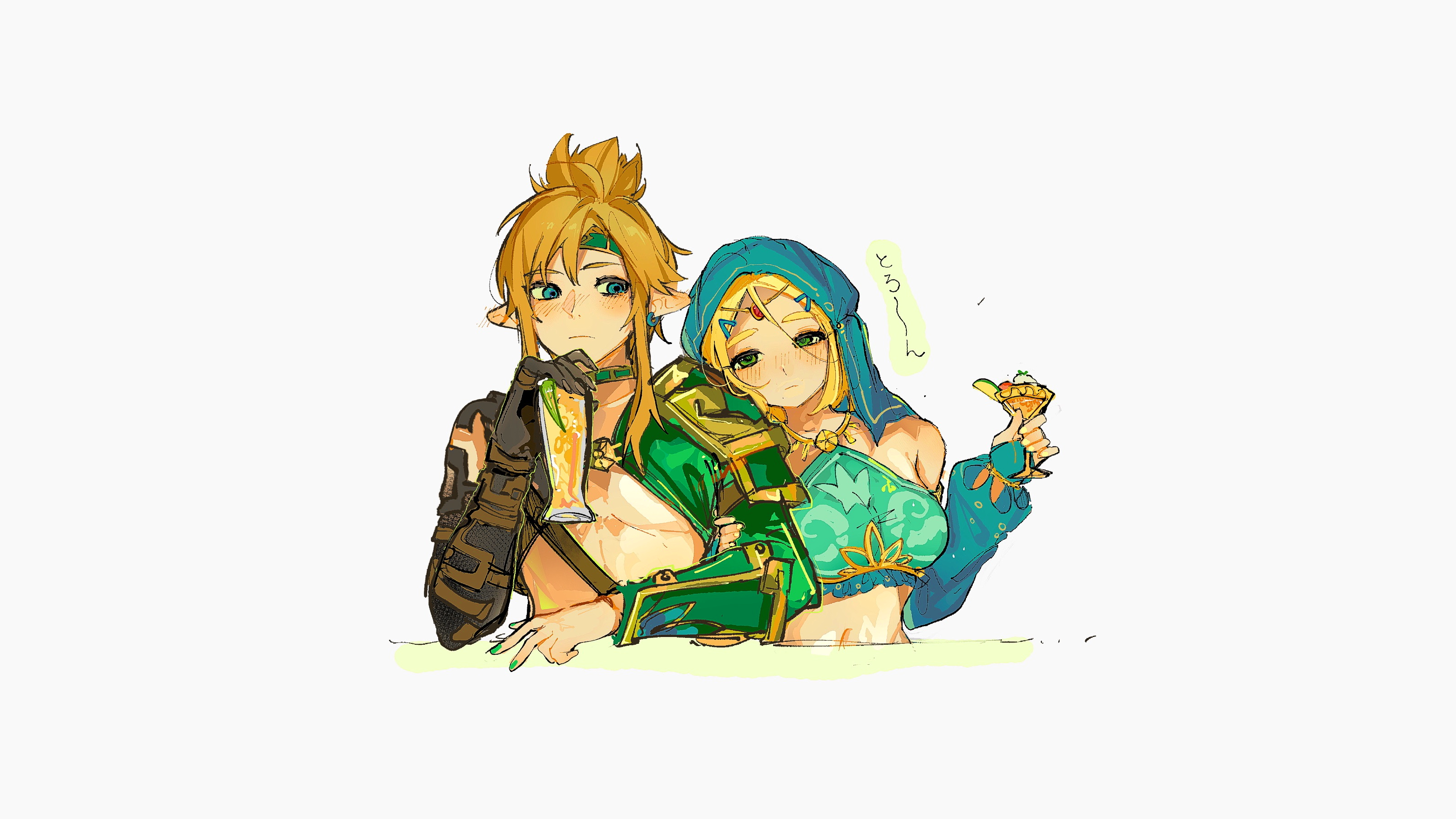 Link and Zelda in Gerudo Outfits from Zelda HD Wallpaper