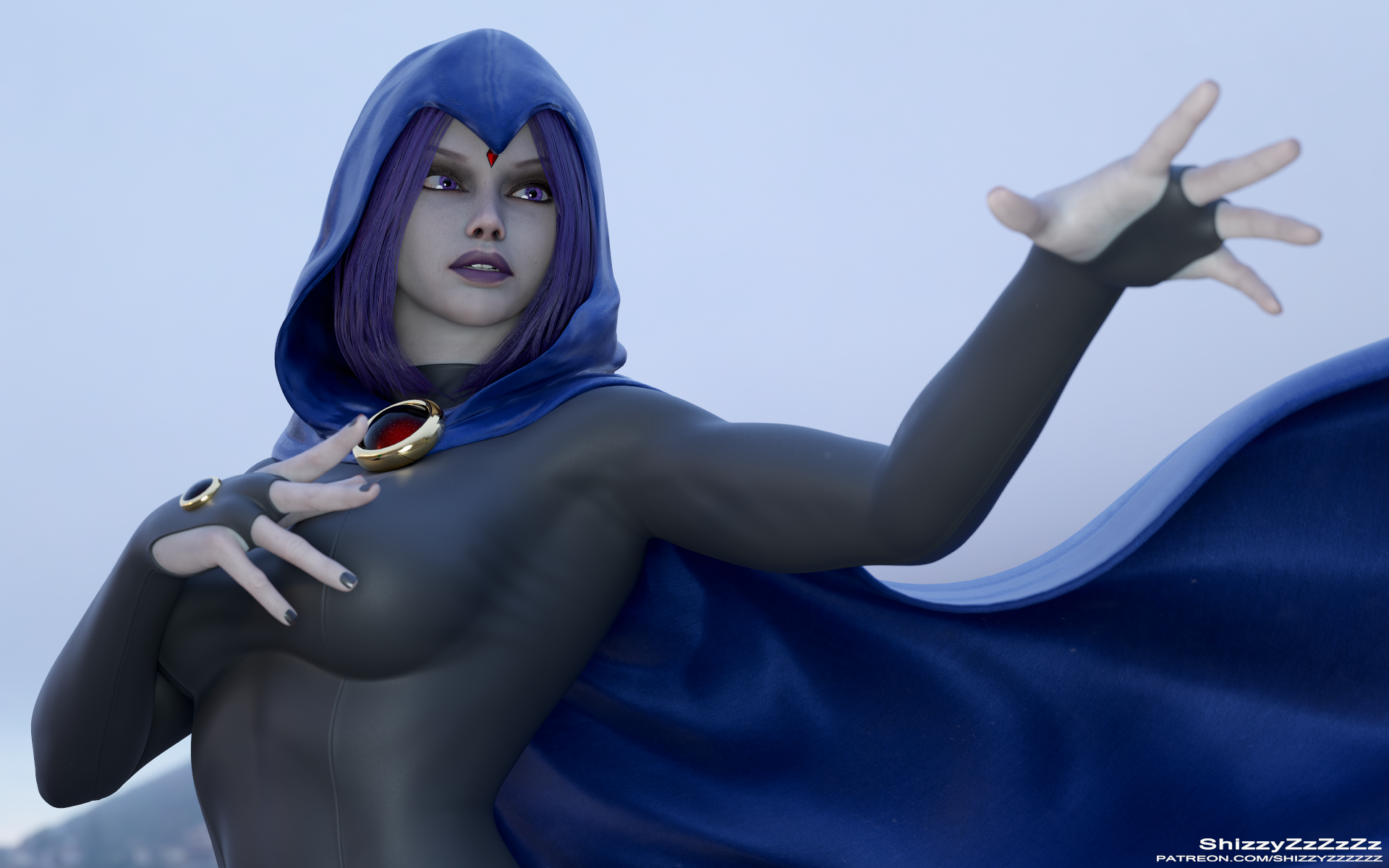 Raven from Teen Titans DC Comics 3D Render HD Wallpaper