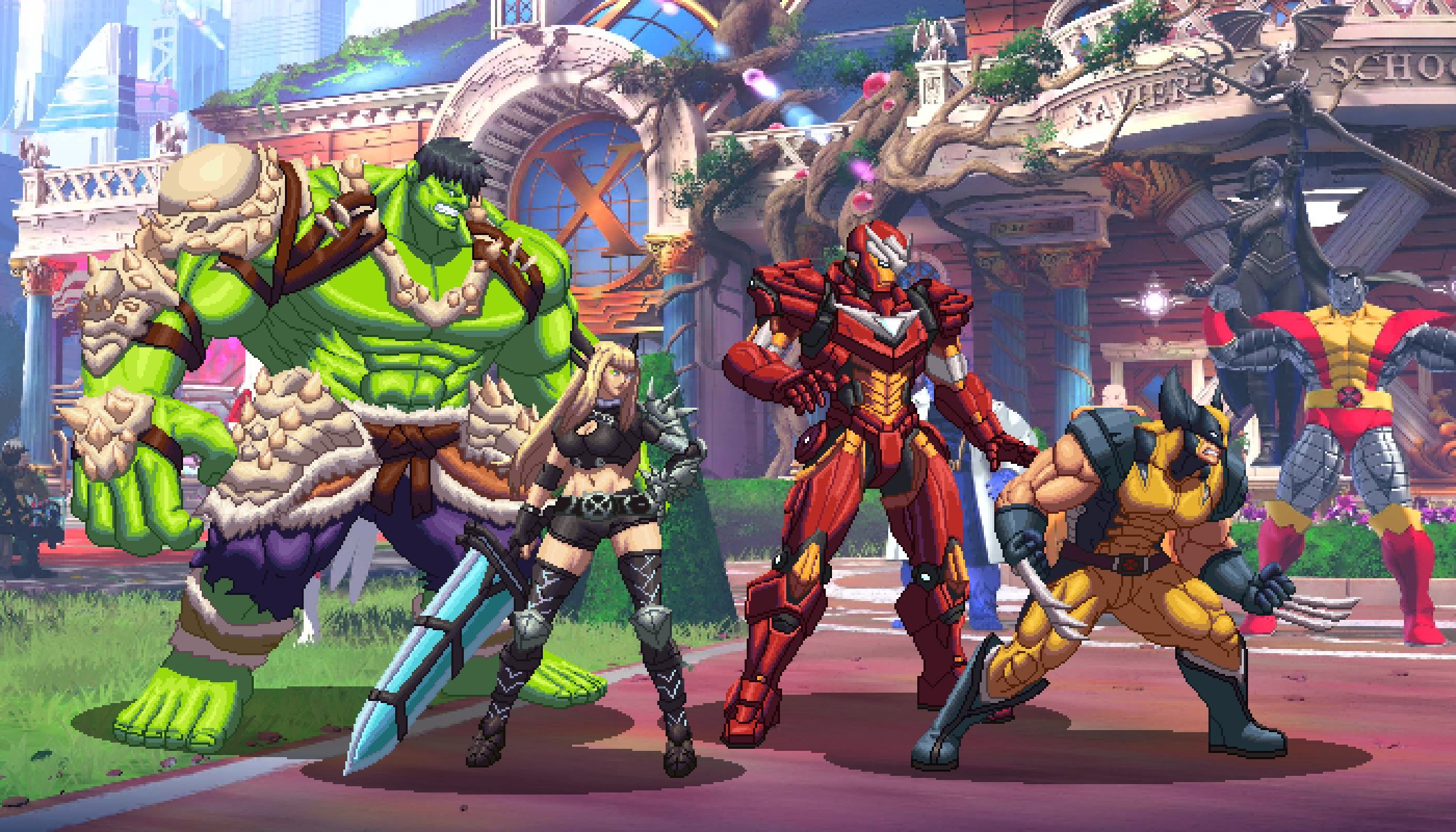 Marvel Superheroes Pixel Art with Hulk, Wolverine, and Magik HD Wallpaper