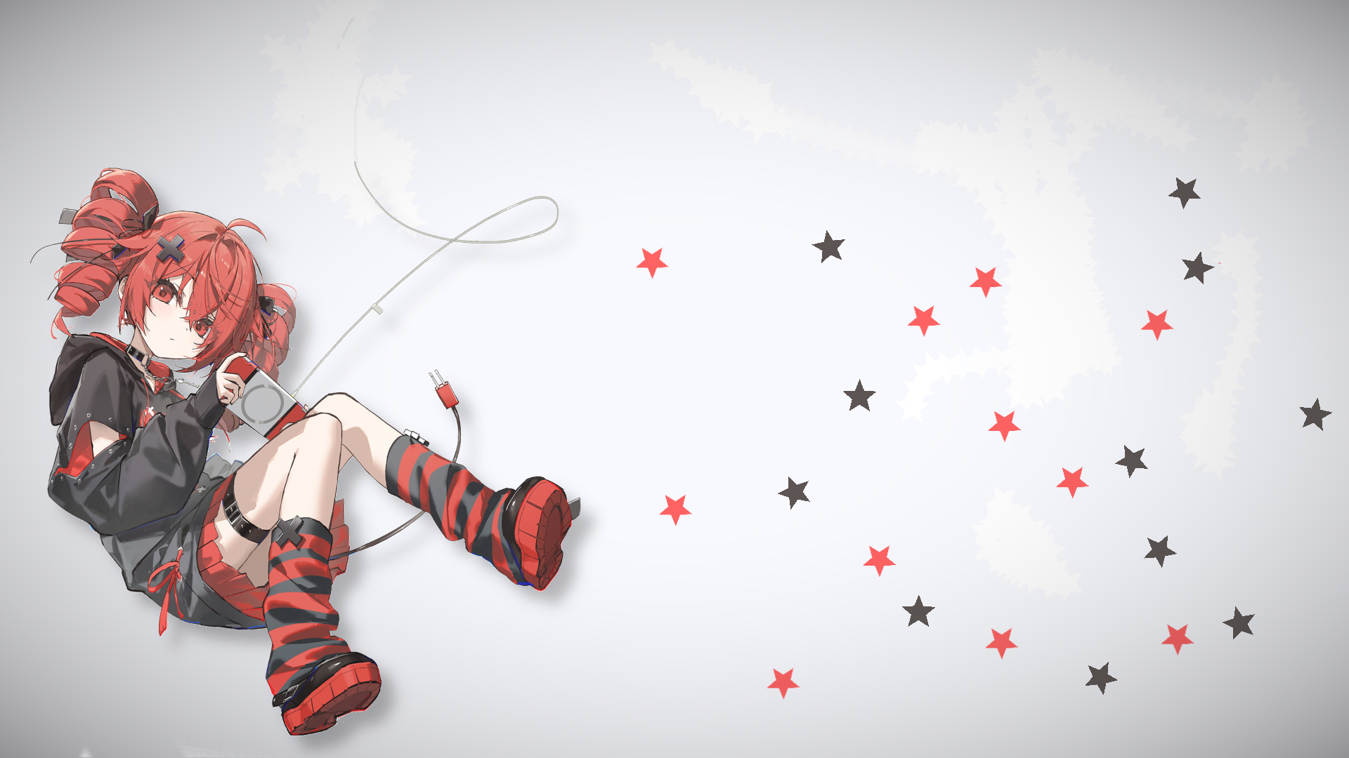 Kasane Teto from UTAU on Minimalist Star Background HD Wallpaper