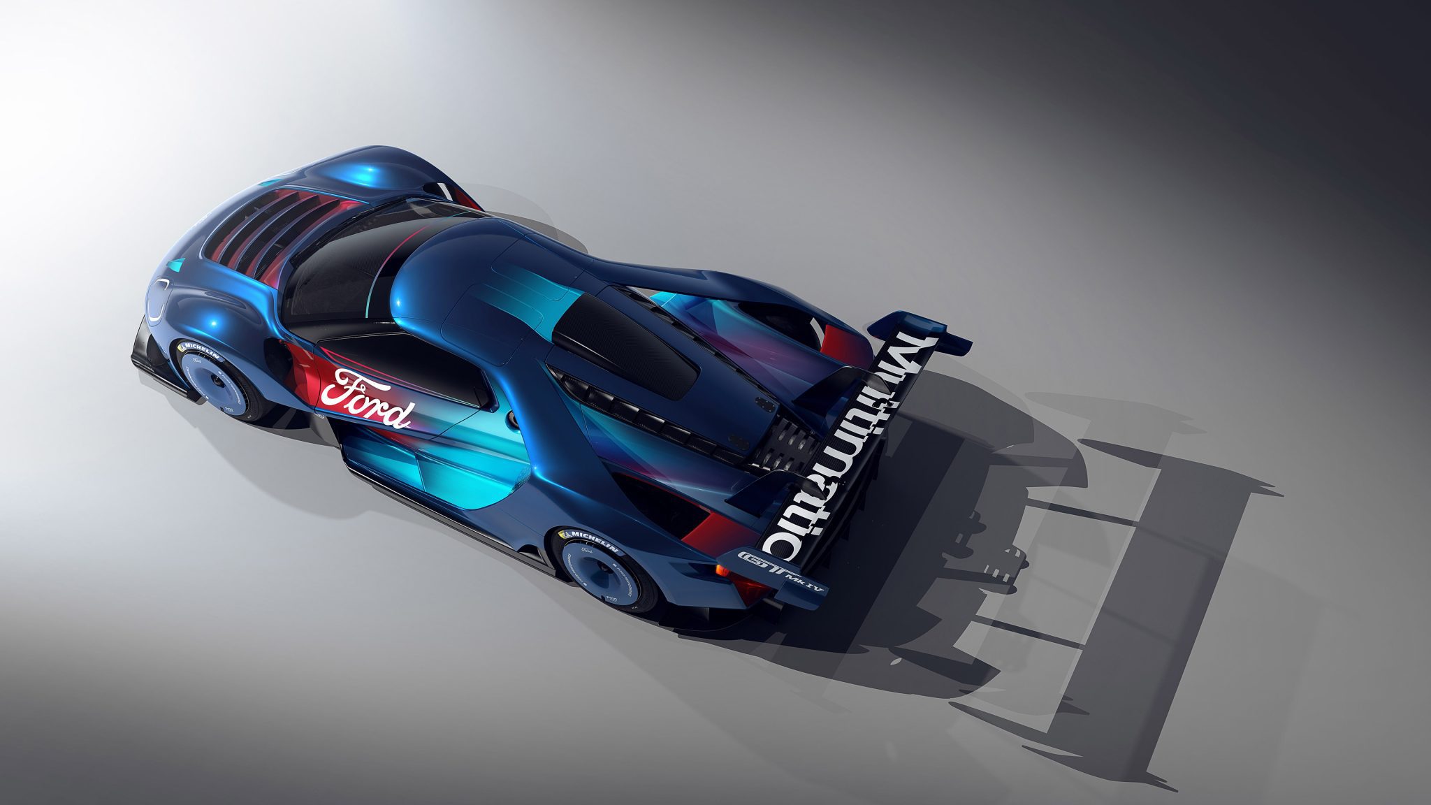 Blue Ford GT Mk IV Race Car Overhead View HD Wallpaper