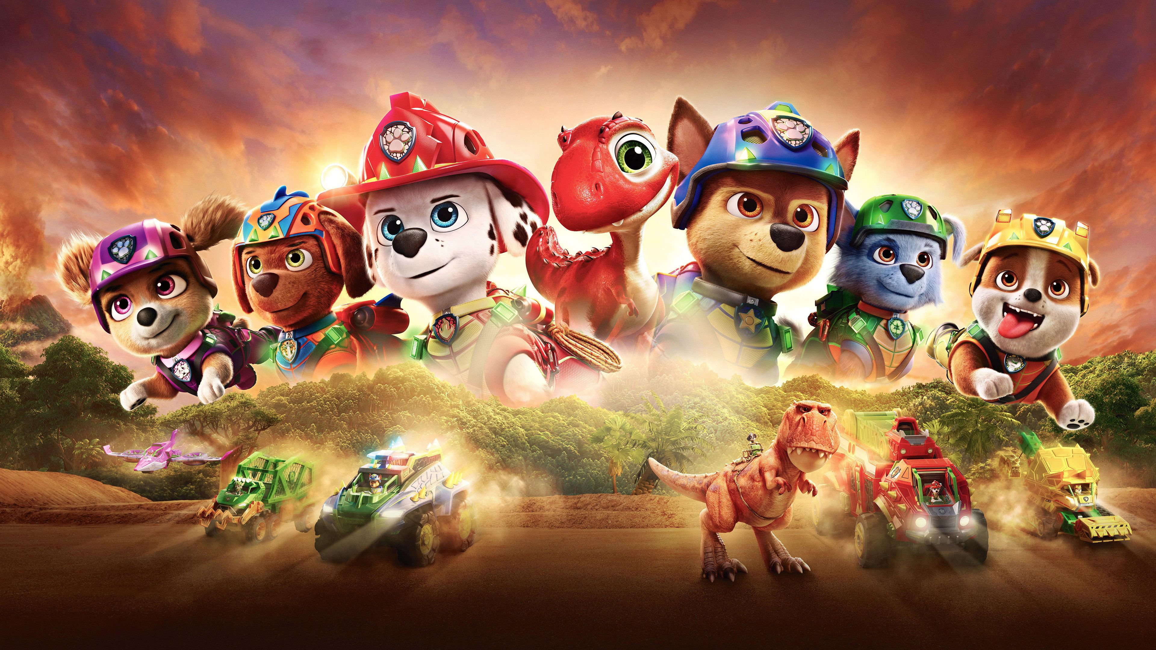 PAW Patrol Pups and Dinosaurs in Dino Rescue HD Wallpaper