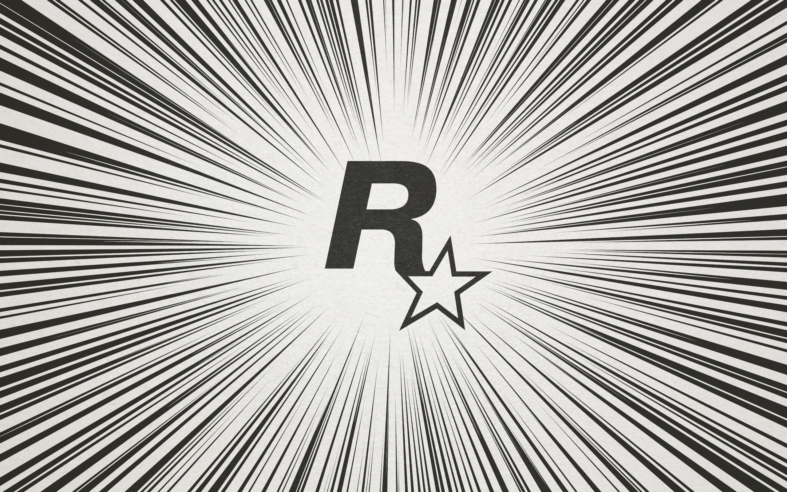Rockstar Games Logo with Comic Speed Lines HD Wallpaper