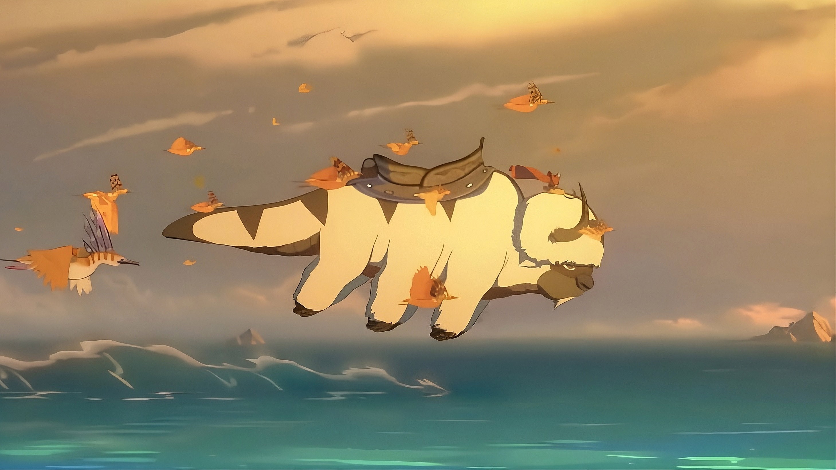Appa Flying with Airbenders in Avatar The Last Airbender HD Wallpaper