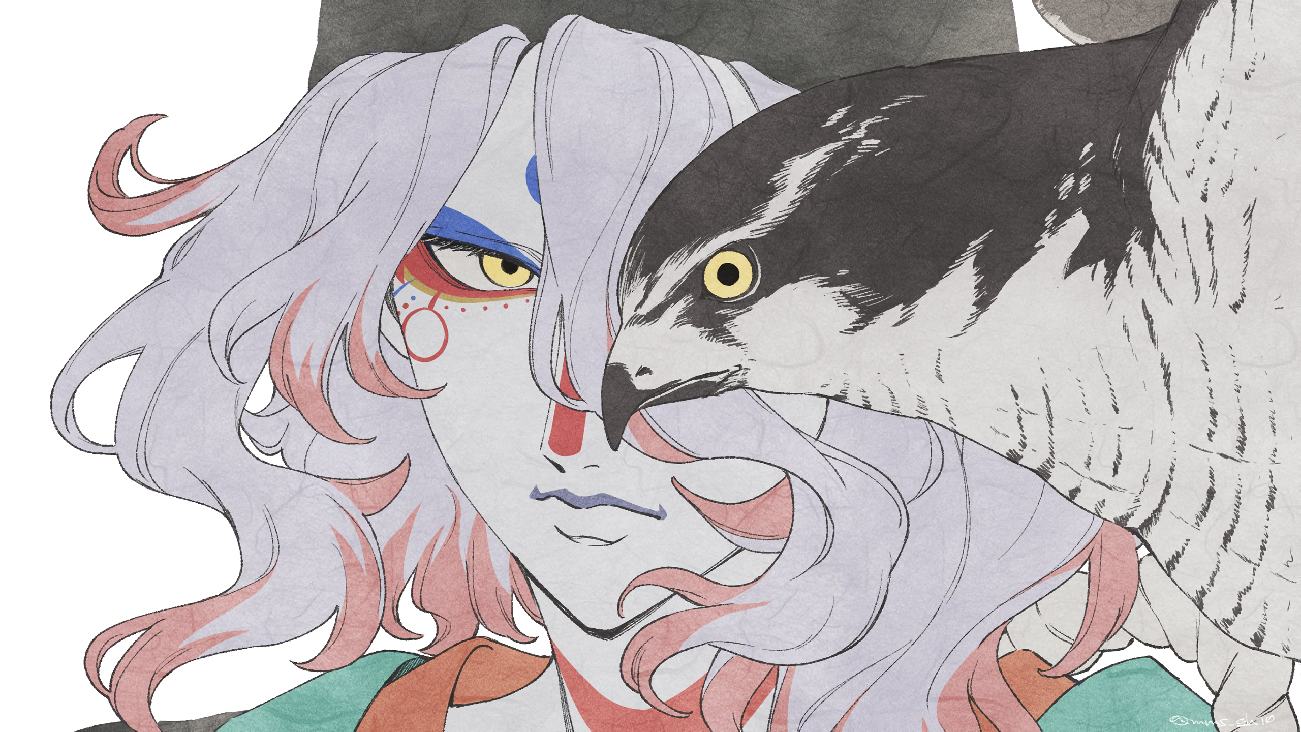 Medicine Seller from Mononoke with a Hawk HD Wallpaper