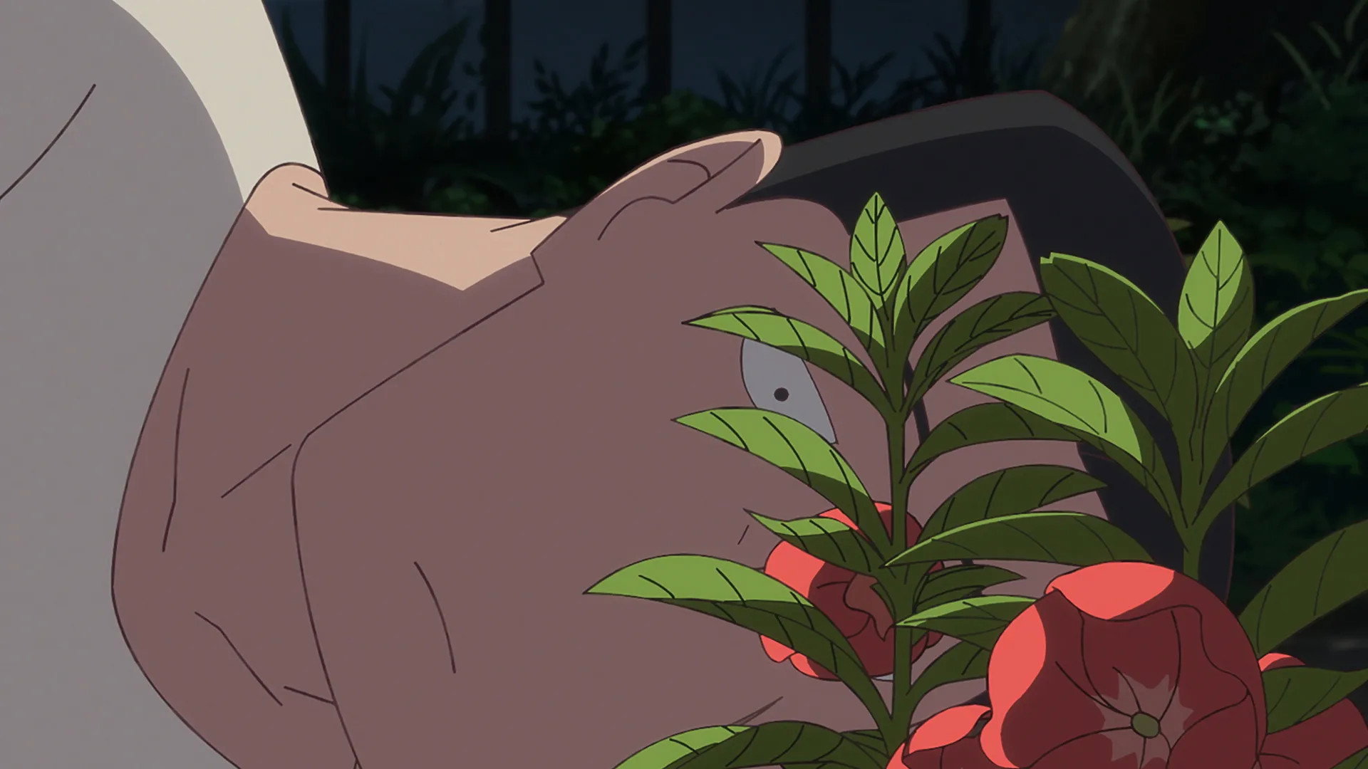 Character hiding behind flowers in The Last Blossom HD Wallpaper
