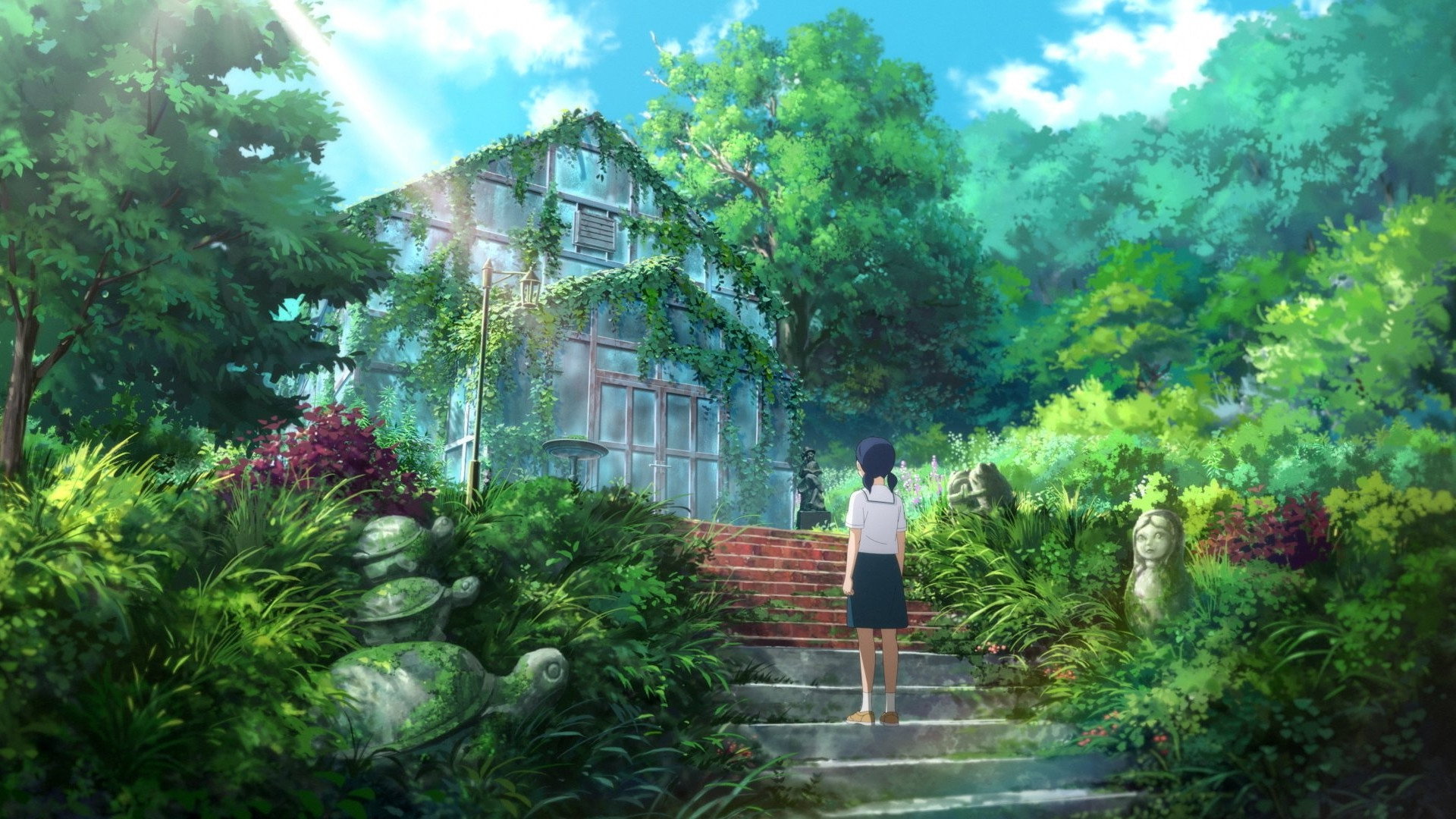 Sori Lee looking at an overgrown greenhouse in Your Letter HD Wallpaper
