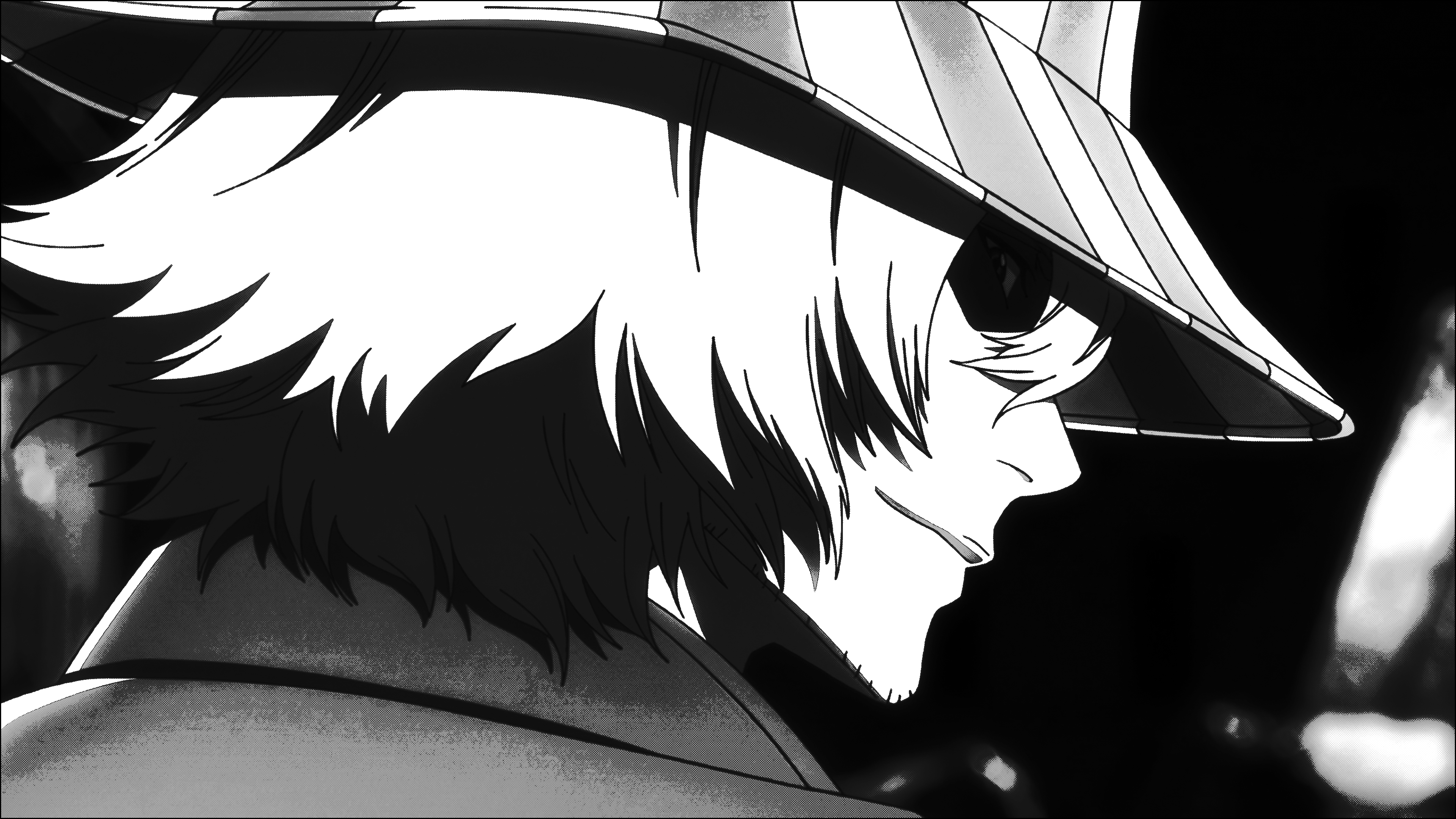 Kisuke Urahara from Bleach in Black and White HD Wallpaper