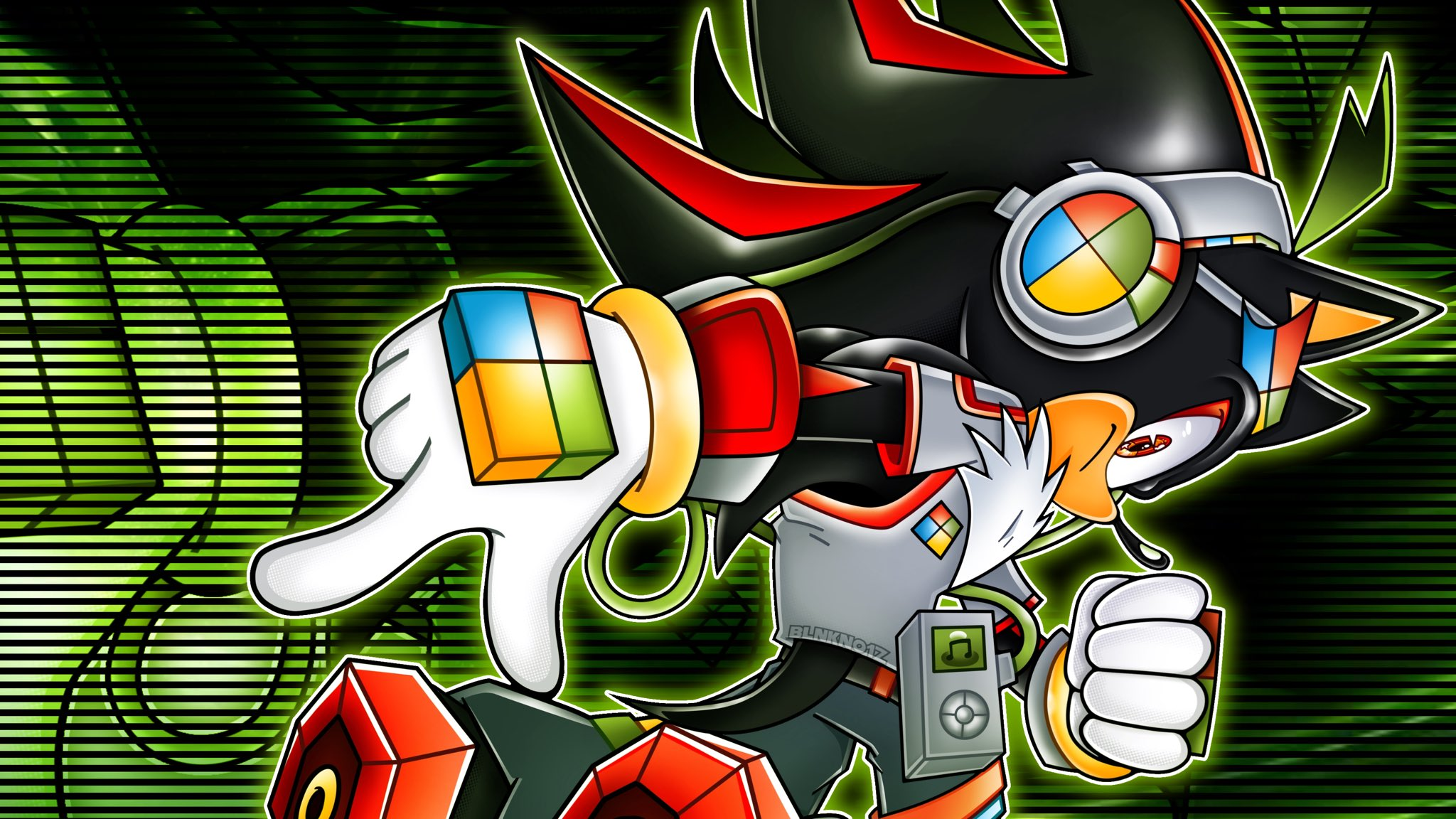 Shadow the Hedgehog from Sonic with Windows Theme HD Wallpaper
