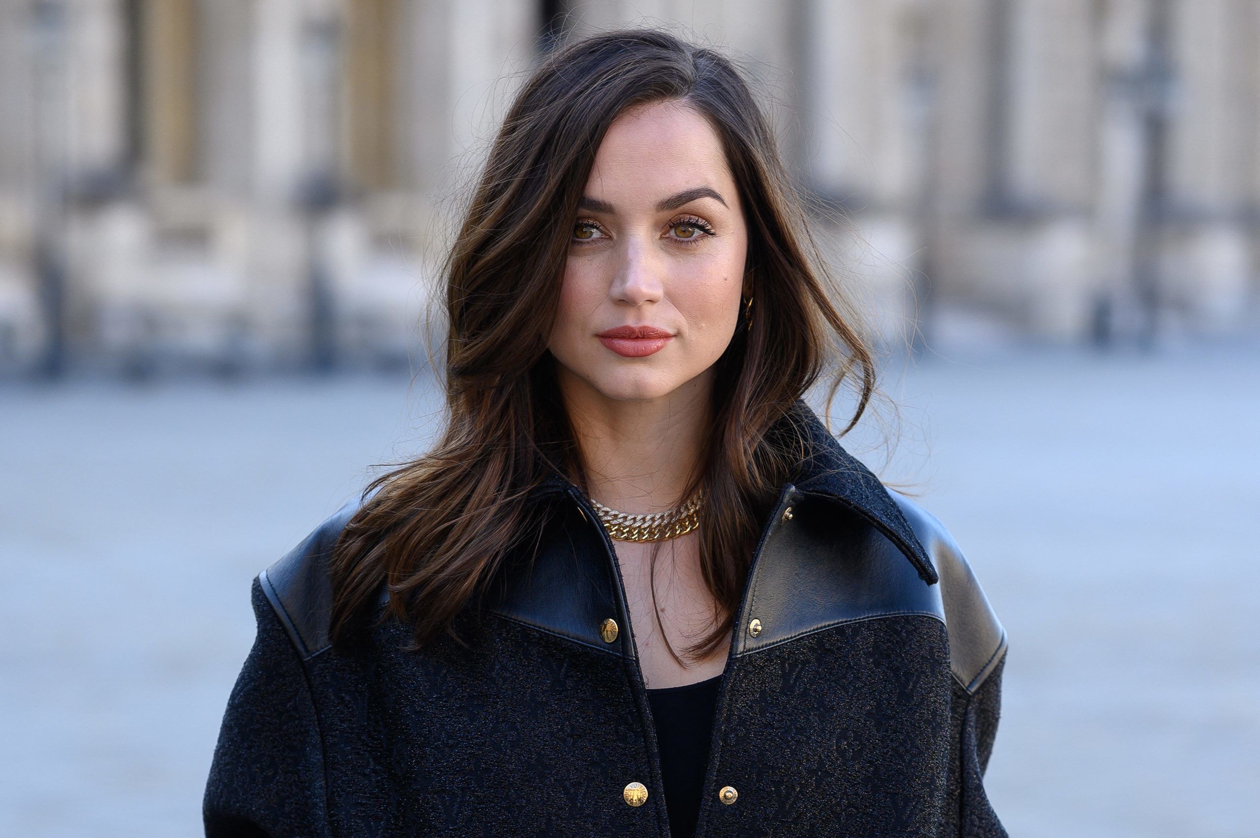 Actress Ana de Armas in a Black Jacket HD Wallpaper