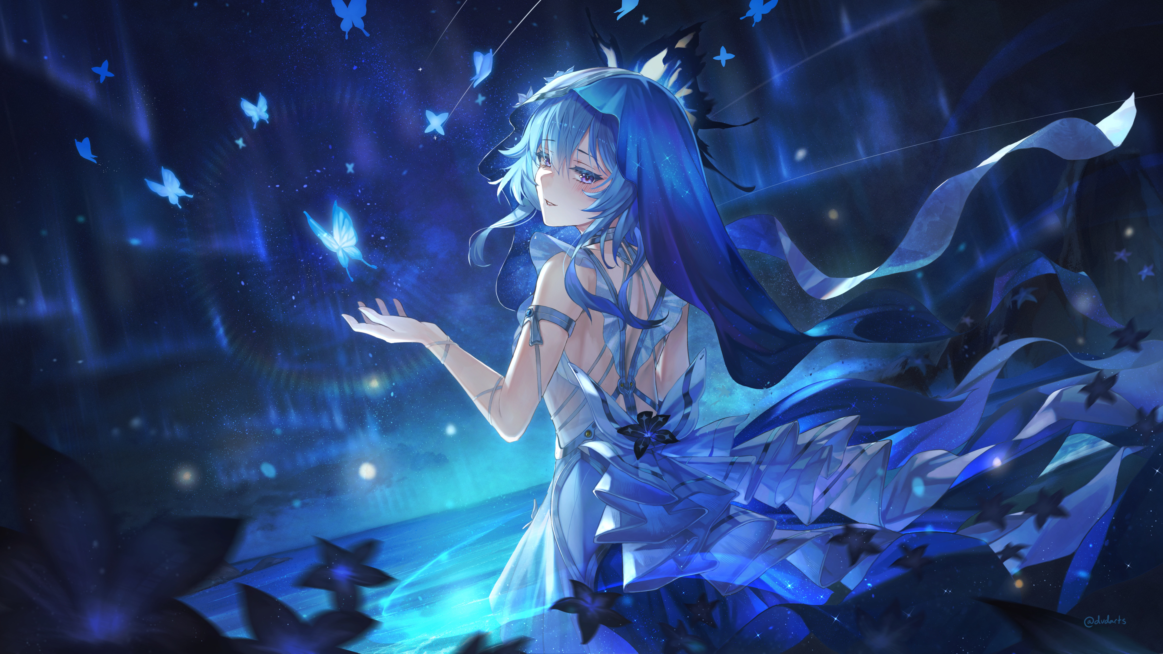 Seele from Honkai Star Rail with Blue Butterflies HD Wallpaper