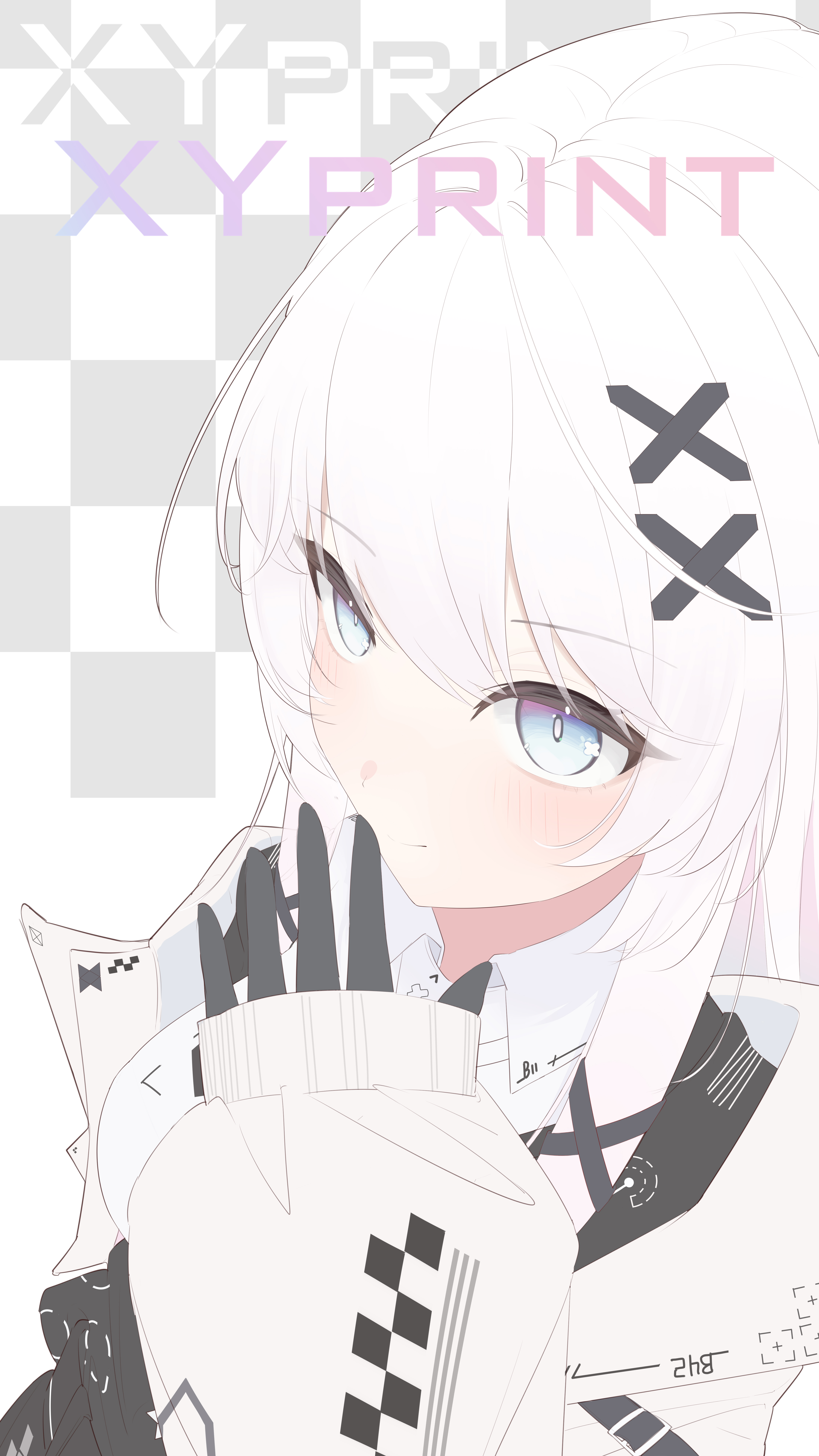 White-Haired Anime Girl in Techwear Outfit HD Wallpaper