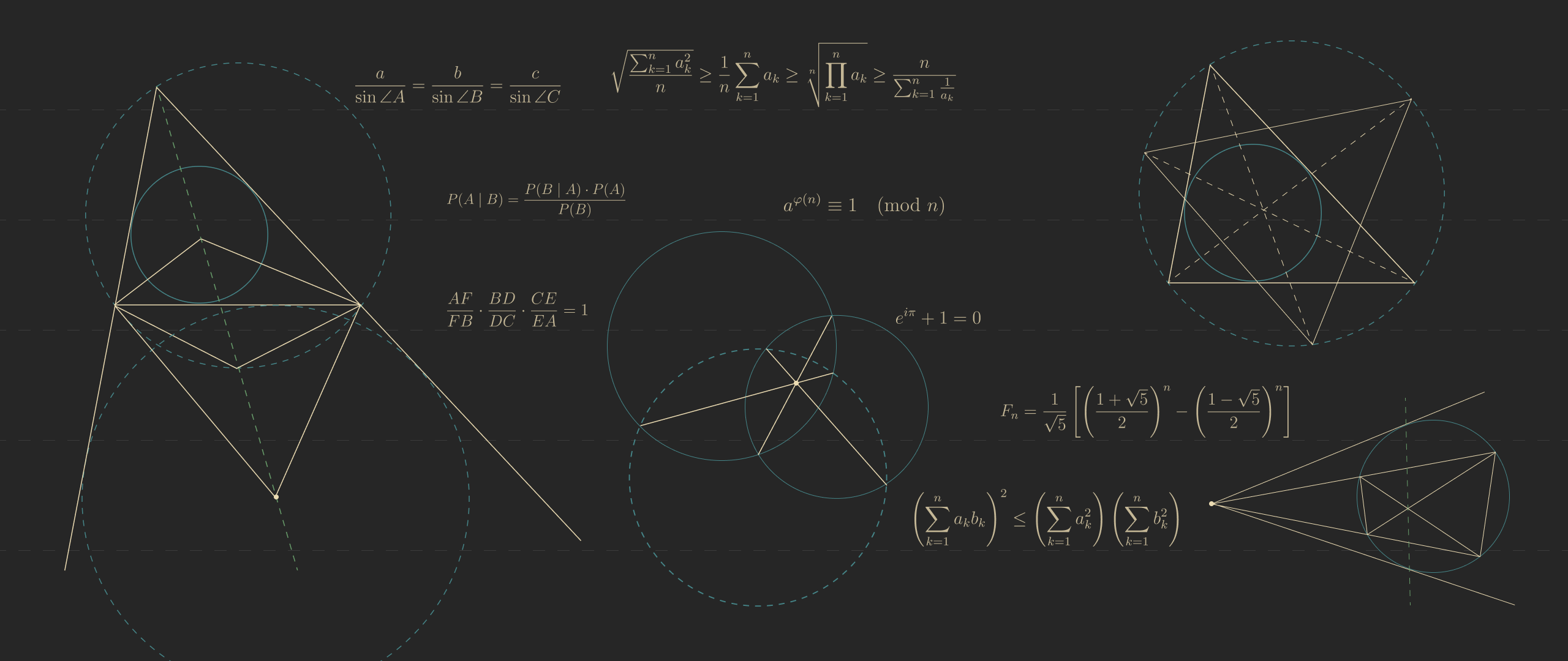 Mathematical Equations and Geometric Proof Diagrams HD Wallpaper