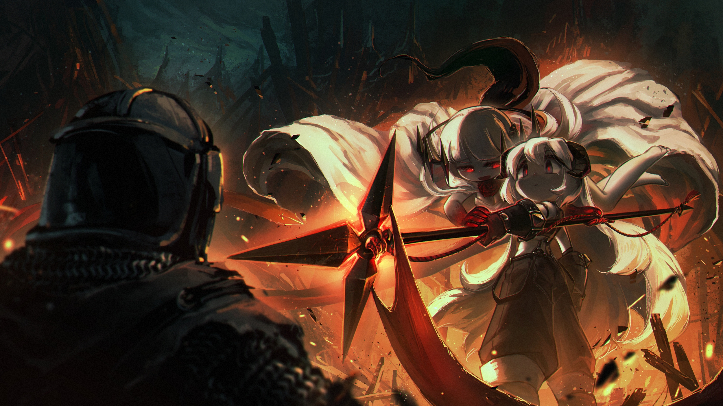 Mumu and Shadow Double Facing a Knight by Porforever HD Wallpaper