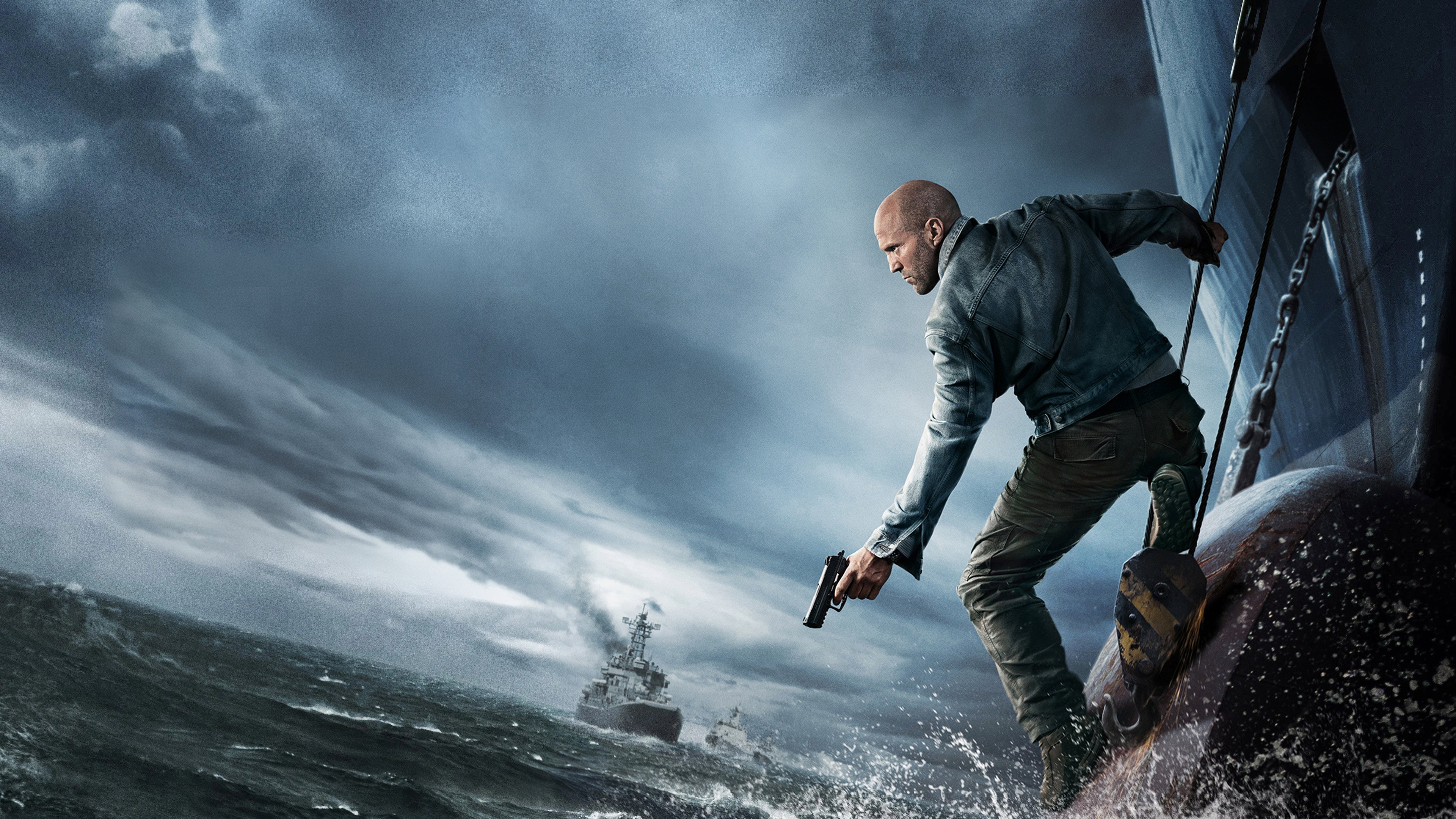 Jason Statham as Cole Reed on a ship in Mutiny HD Wallpaper