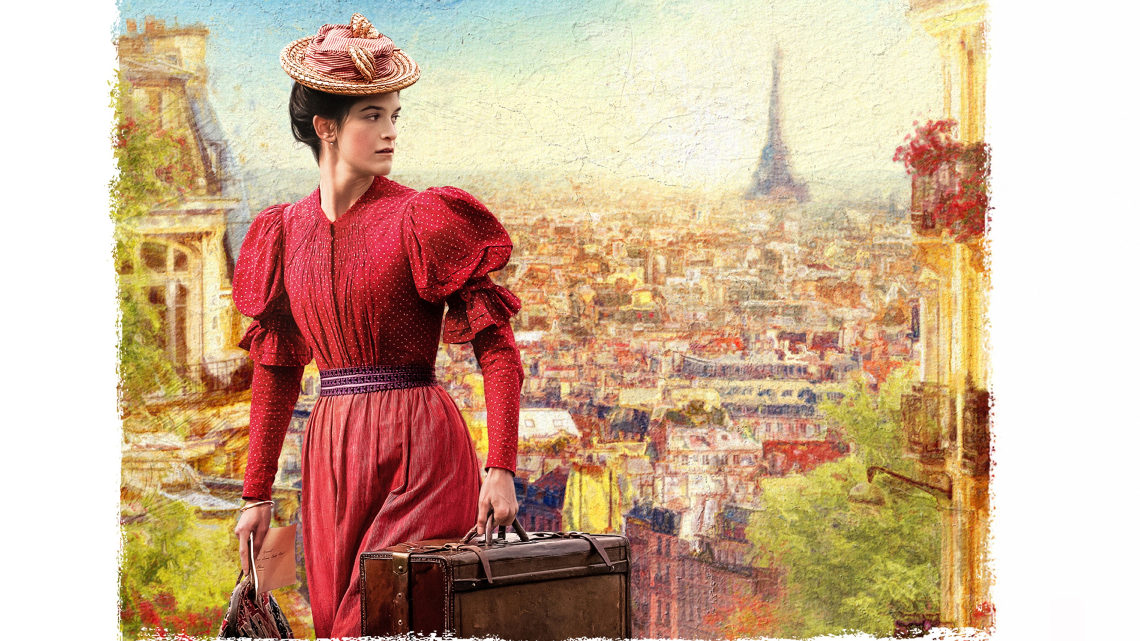 Woman in Red Dress in Paris from Colours of Time HD Wallpaper