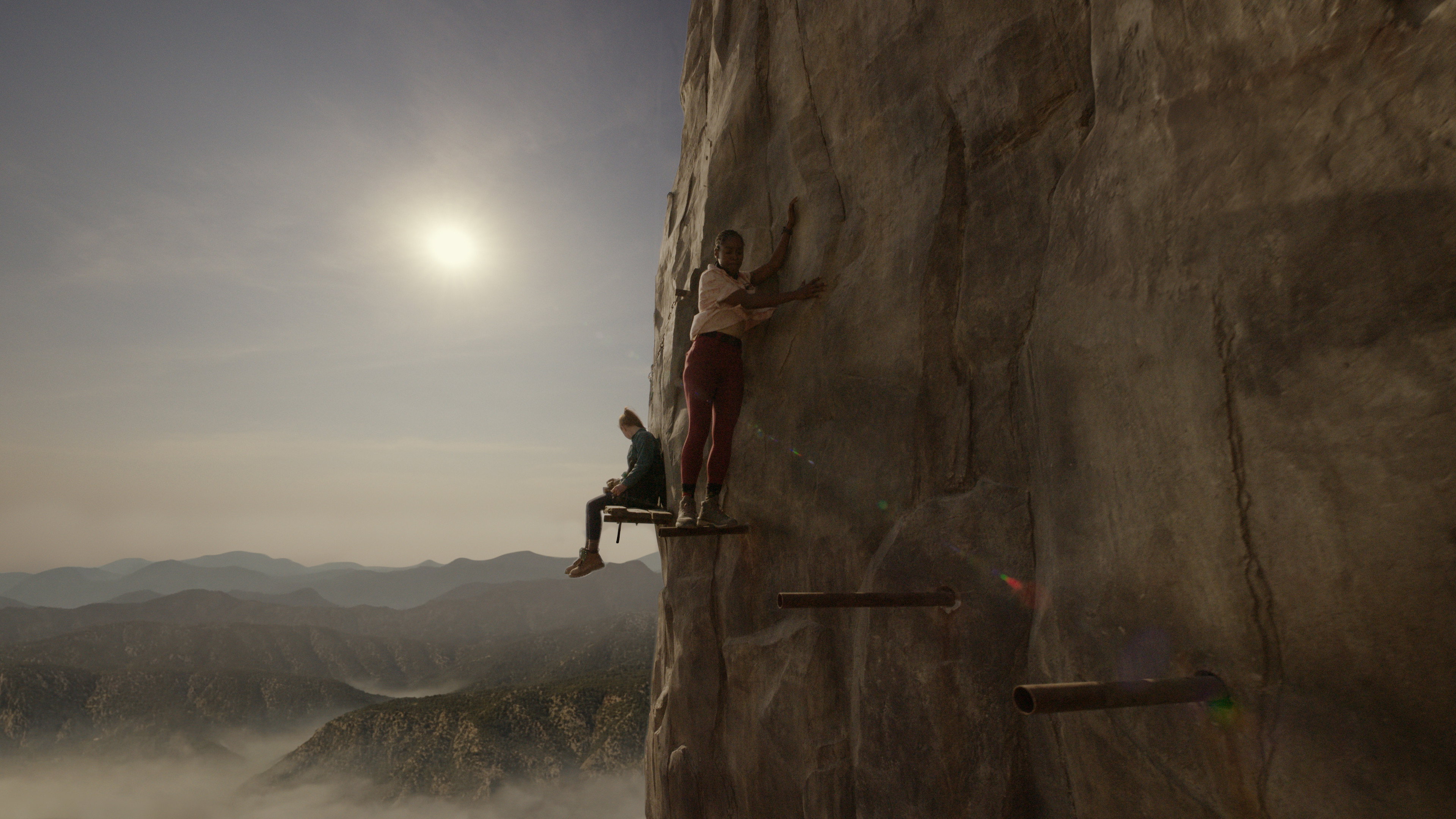 Climbers on a sheer cliff face in Fall 2: Deadpoint HD Wallpaper