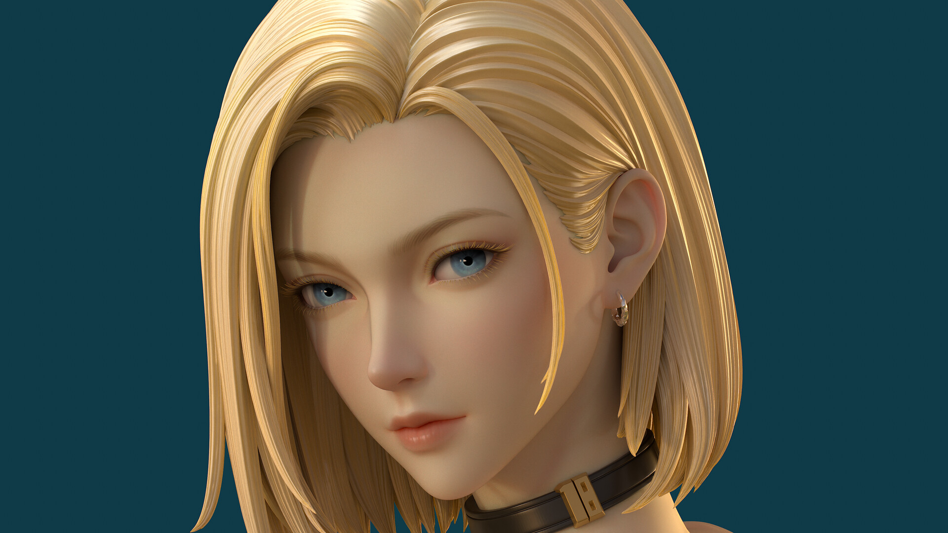Android 18 from Dragon Ball 3D Render HD Wallpaper