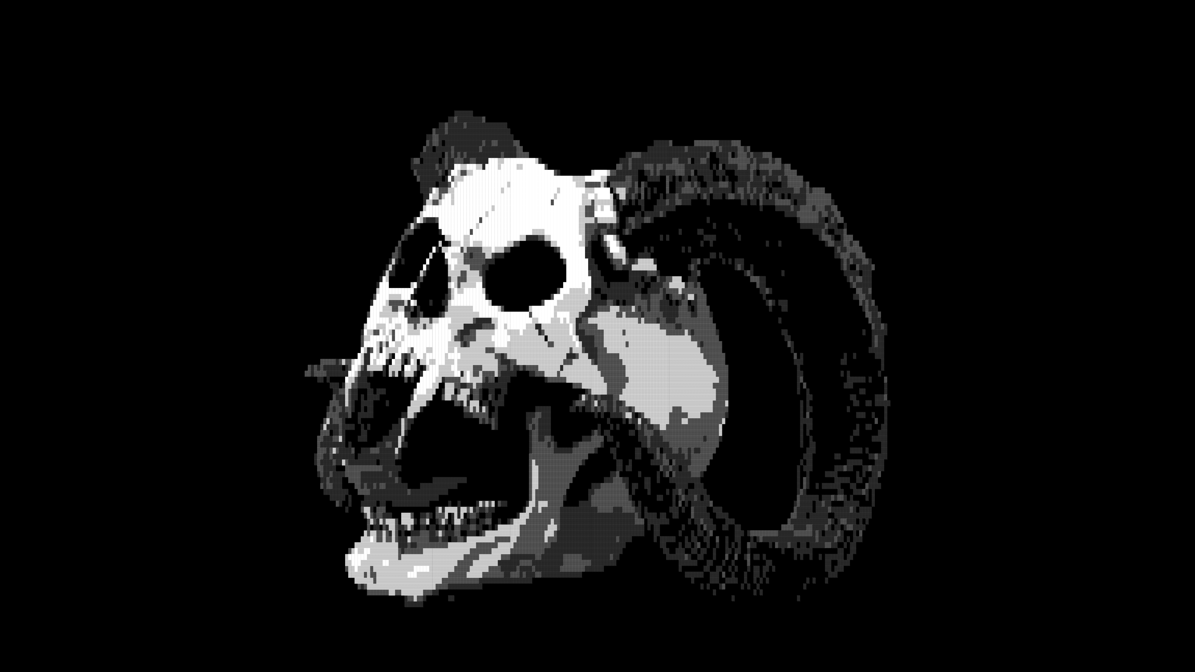Pixel Art Horned Skull from Devil Daggers HD Wallpaper