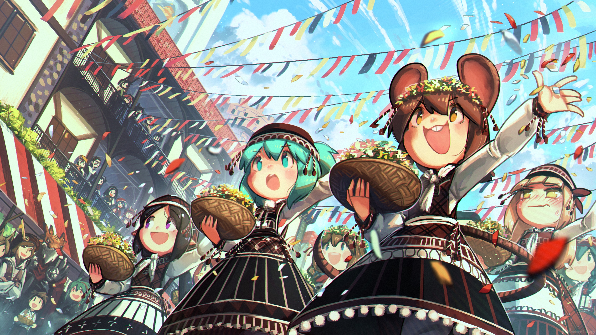Festive Parade of Mouse Girls by Porforever HD Wallpaper